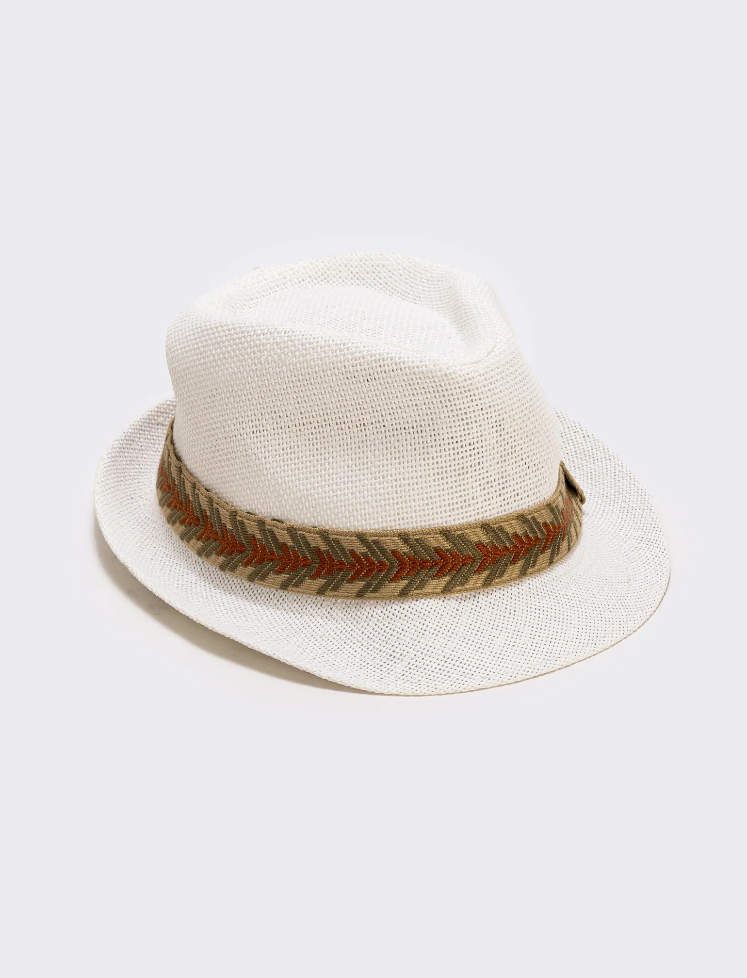 Cappello in paglia con banda etnica uomo - Bianco - Image 2