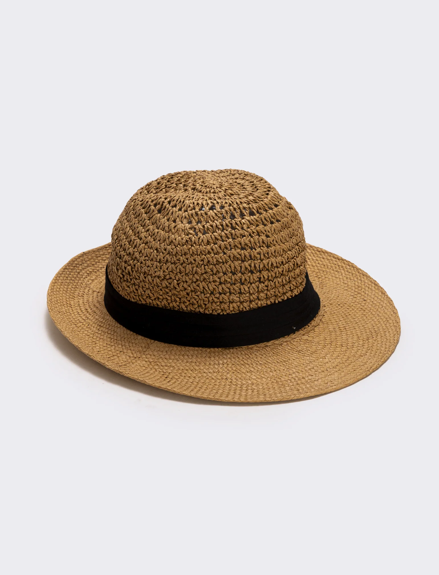 Cappello in paglia con banda nera uomo - Beige - Image 2