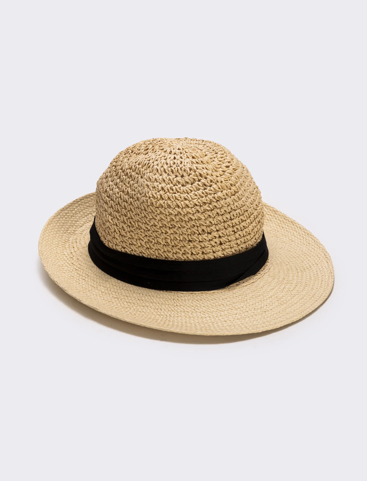 Cappello in paglia con banda nera uomo - Bianco natural - Image 2