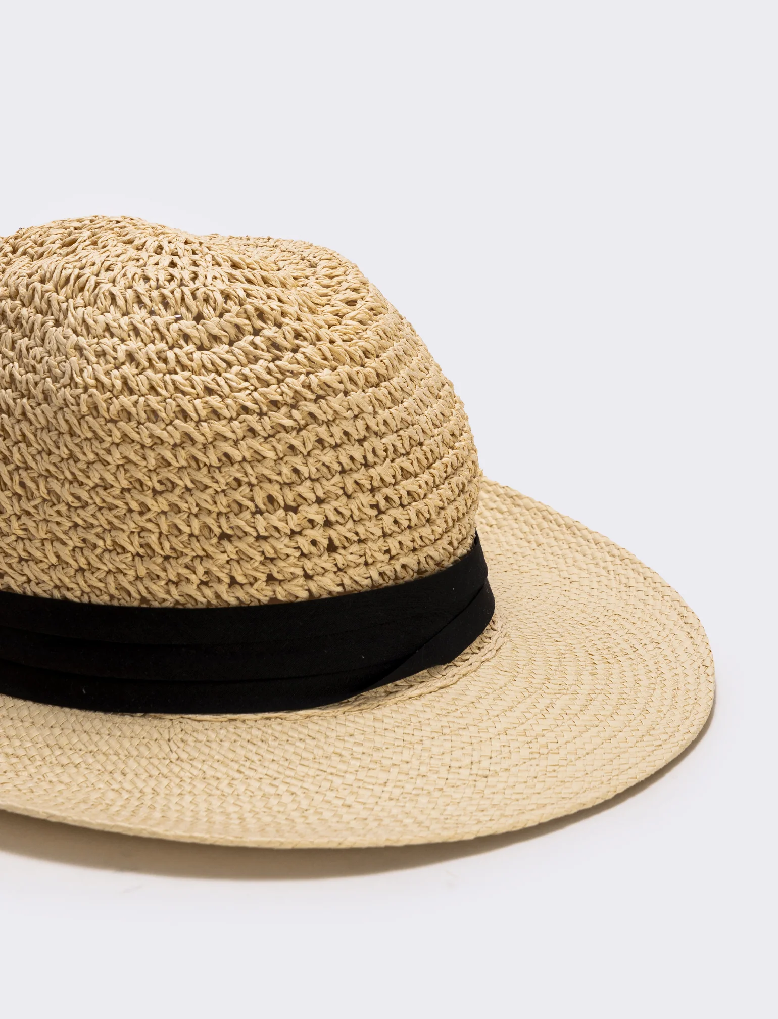 Cappello in paglia con banda nera uomo - Bianco natural - Image 3
