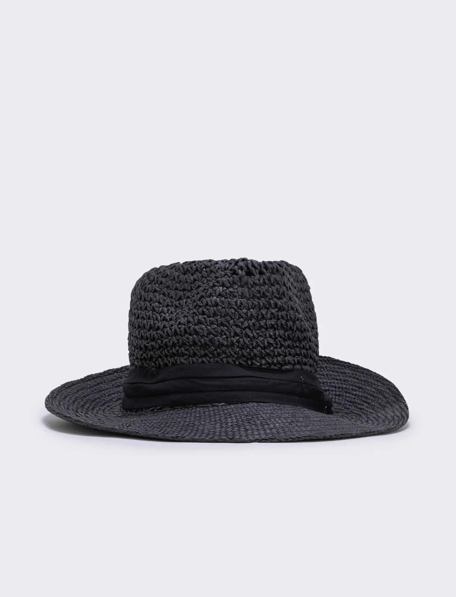 Cappello in paglia con banda nera uomo - Nero