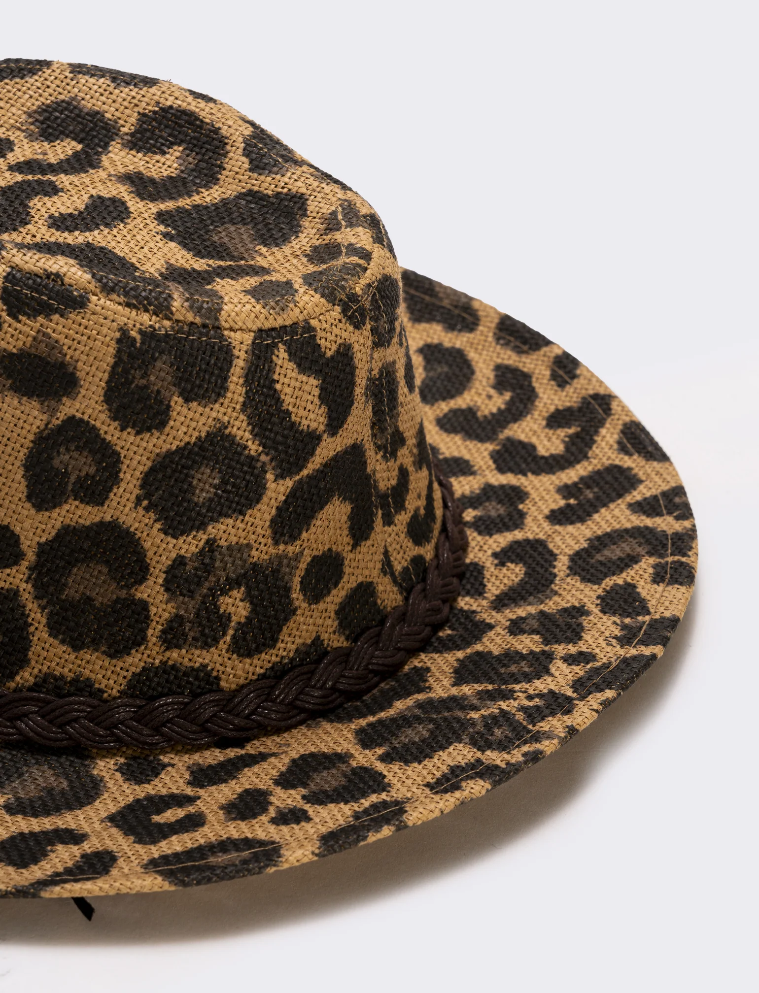 Cappello in paglia leopardato - Beige - Image 3