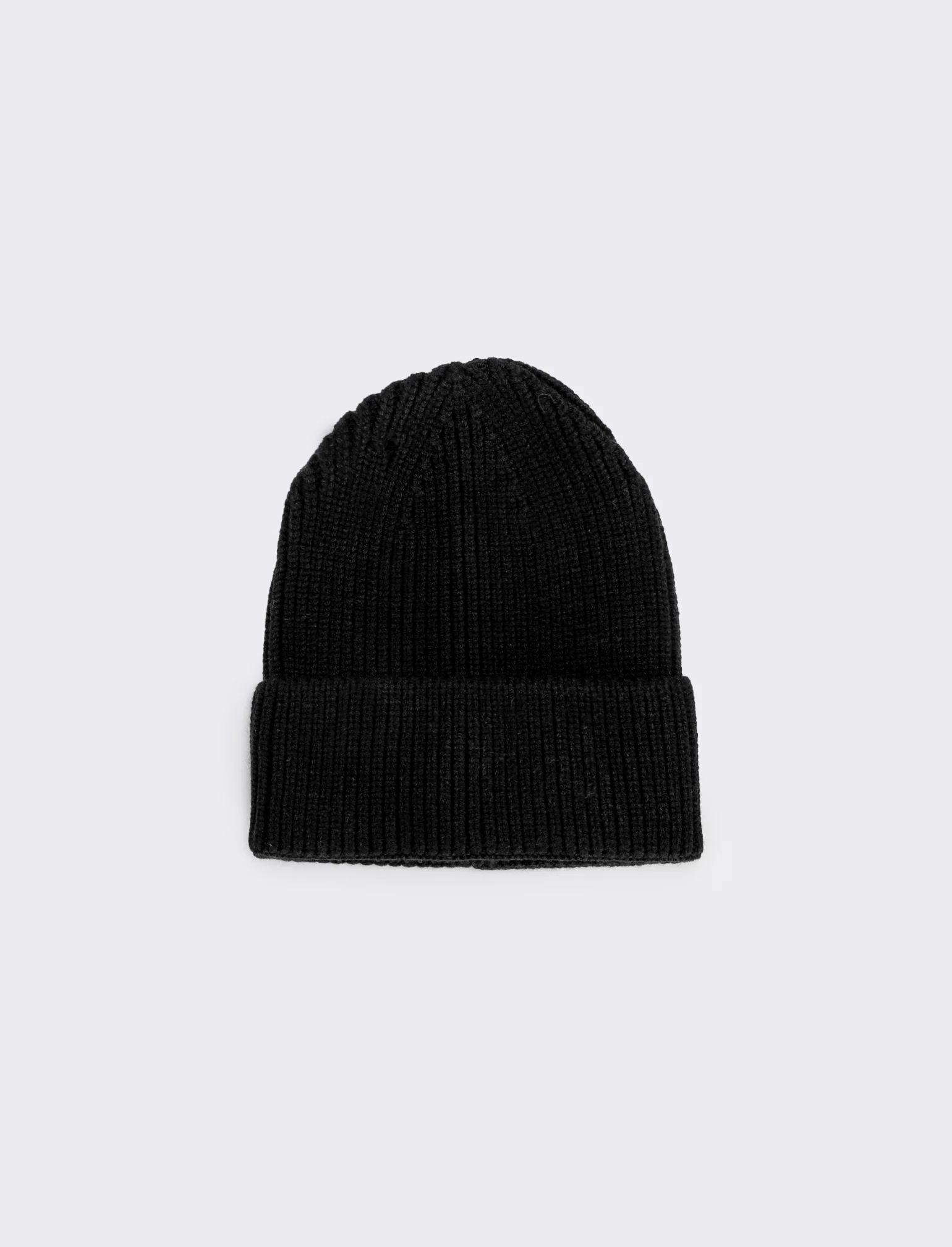 Cappello maglia con risvolto per uomo - Nero