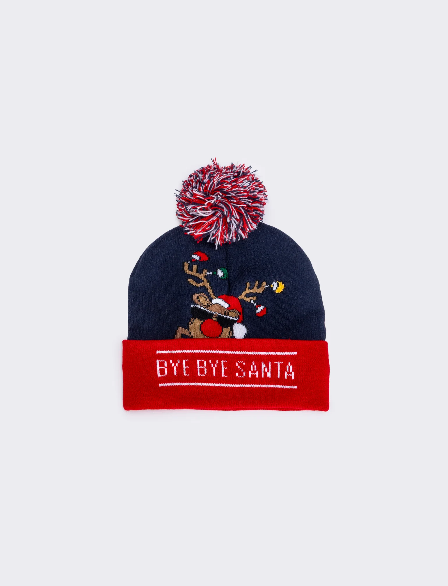 Cappello natalizio con pon pon festoso - Rosso