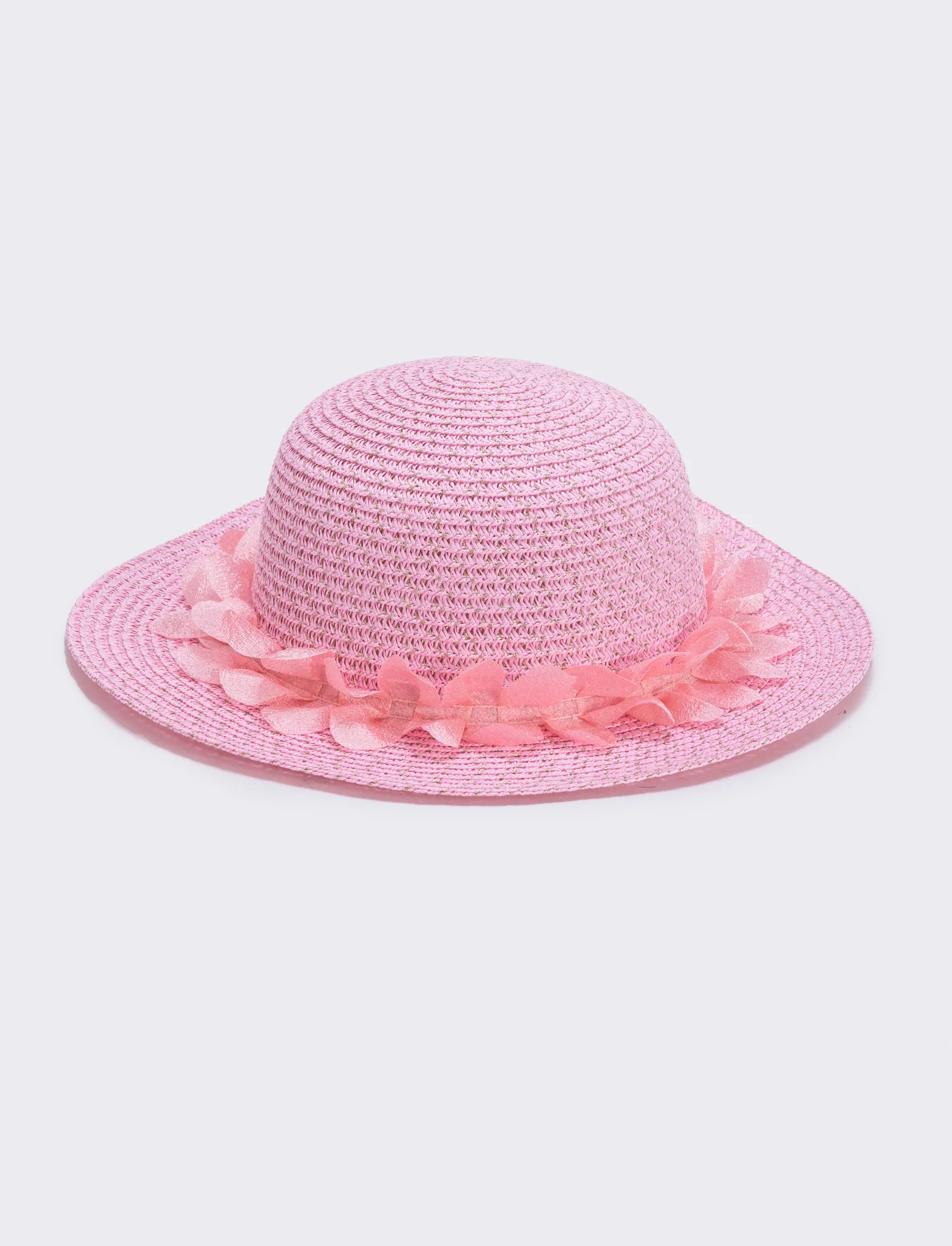 Cappello paglia con falda larga e decorazioni - Rosa - Image 2