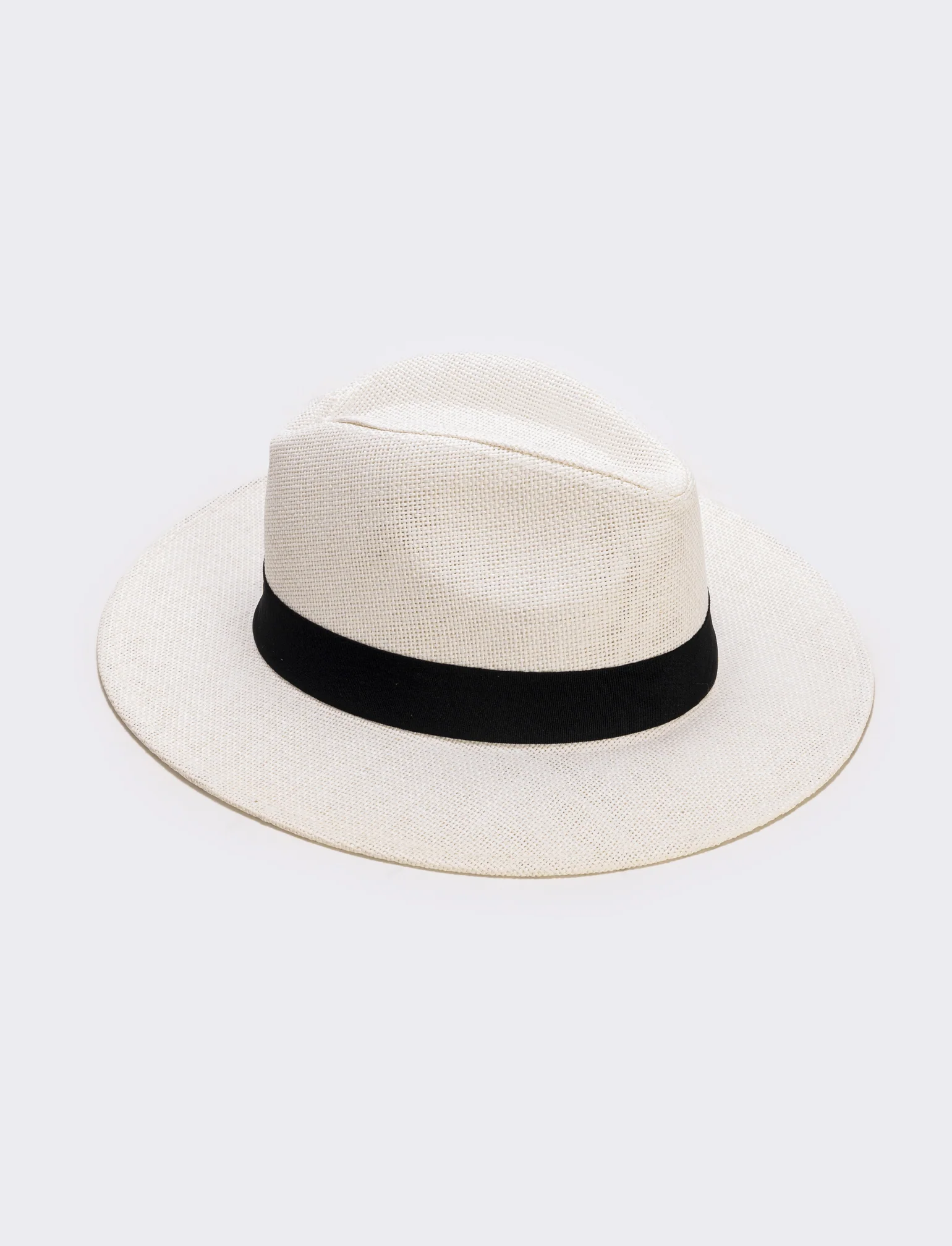 Cappello Panama Uomo con Banda Nera - Bianco - Image 2
