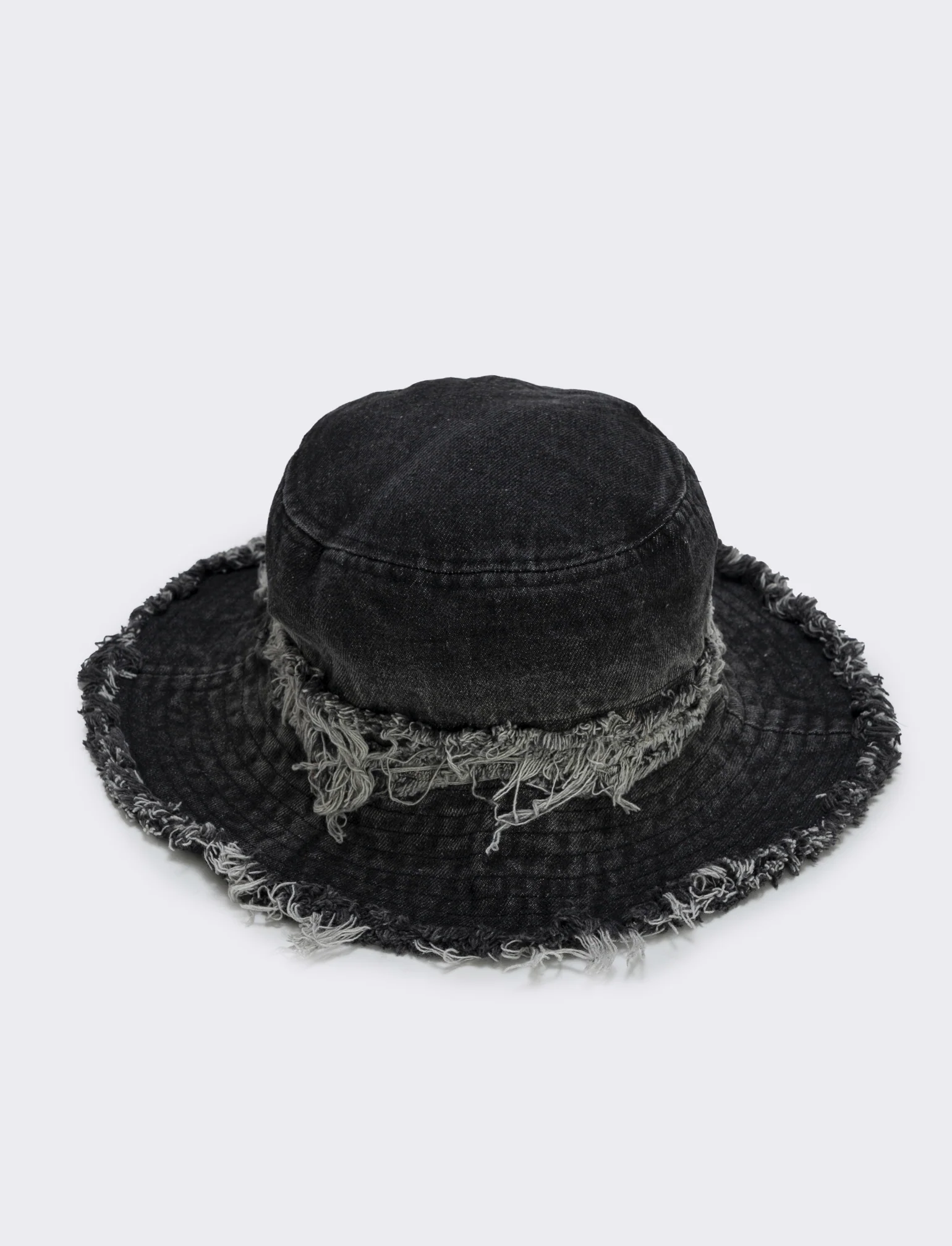 Cappello pescatore in denim sfrangiato - Nero - Image 2