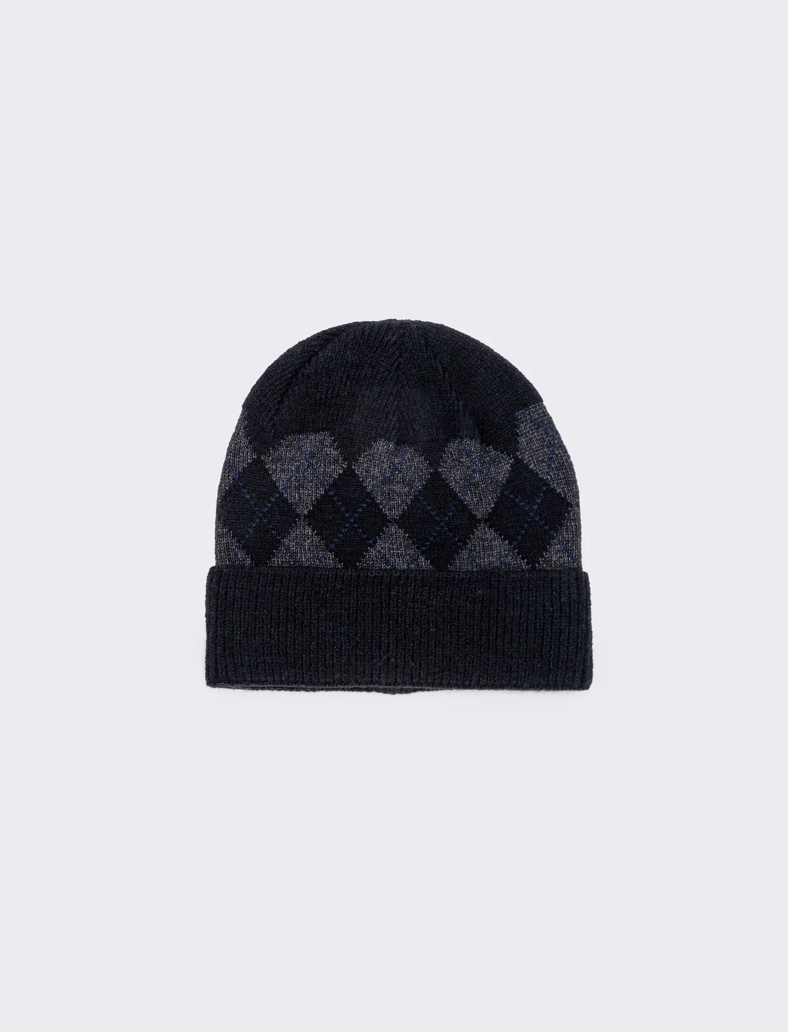 Cappello rombi con risvolto elegante - Nero