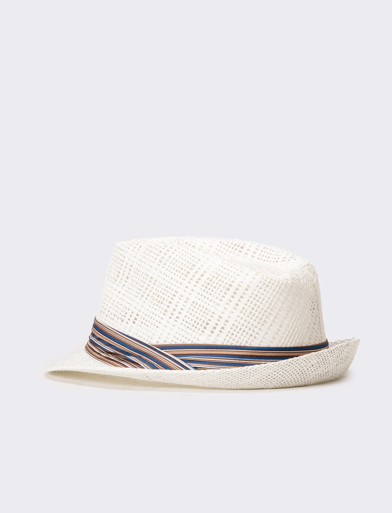 Cappello uomo con falda larga e bandana righe - Bianco - Image 2