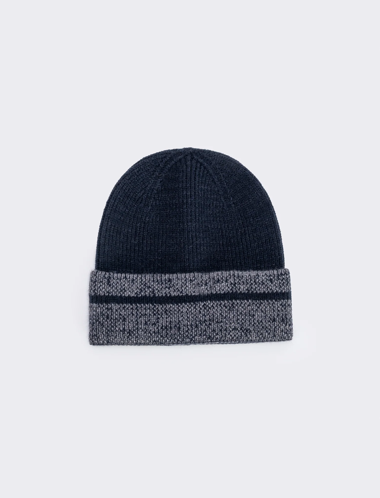 Cappello uomo con risvolto a contrasto - Blu