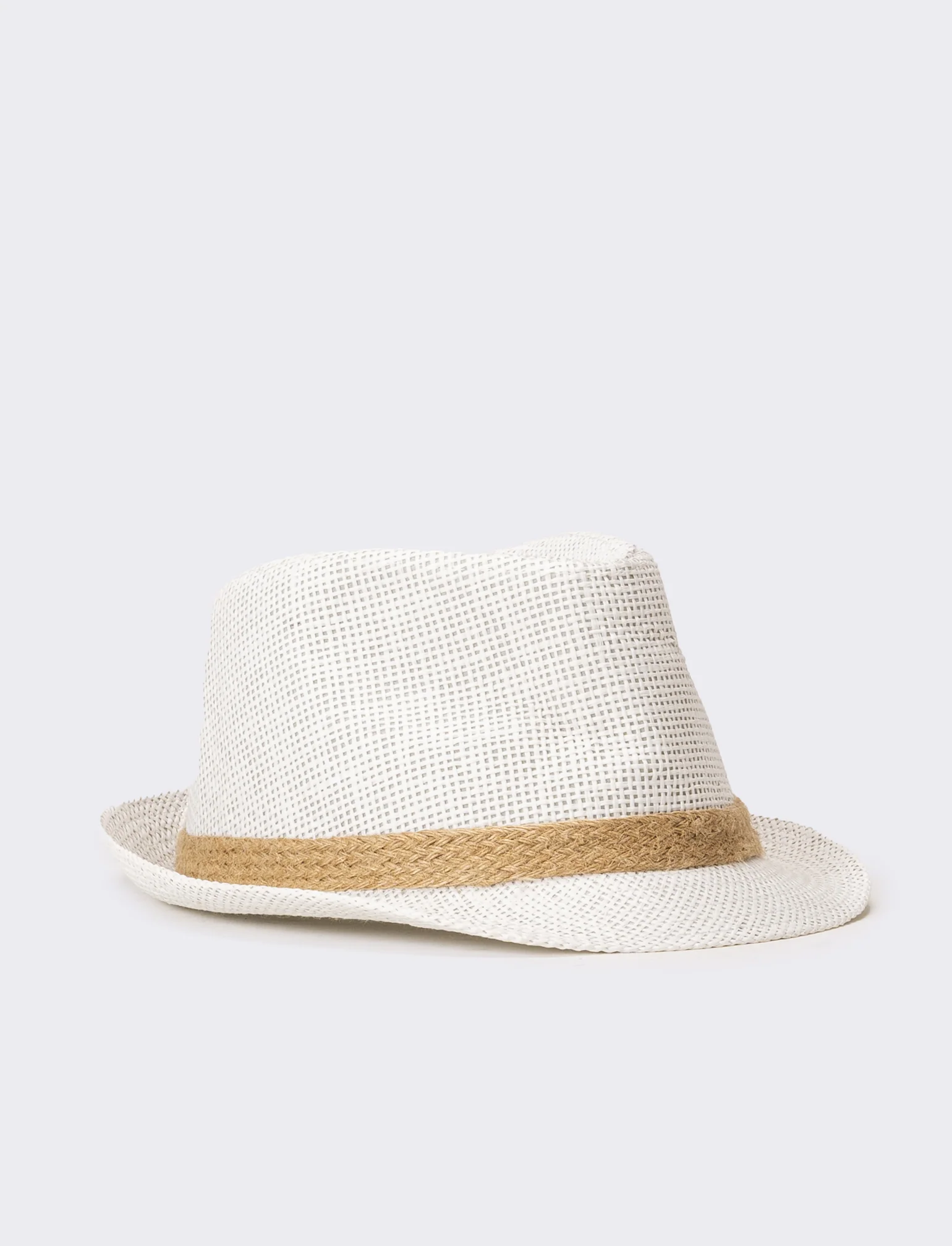 Cappello uomo paglia con treccina - Bianco