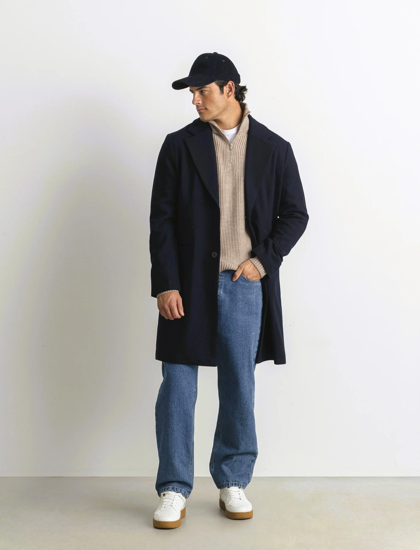 CAPPOTTO CLASSICO TESSUTO DIAGONALE - Blu - Image 2
