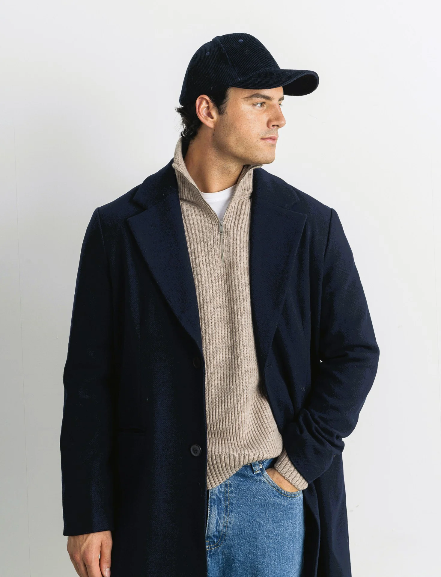 CAPPOTTO CLASSICO TESSUTO DIAGONALE - Blu - Image 3