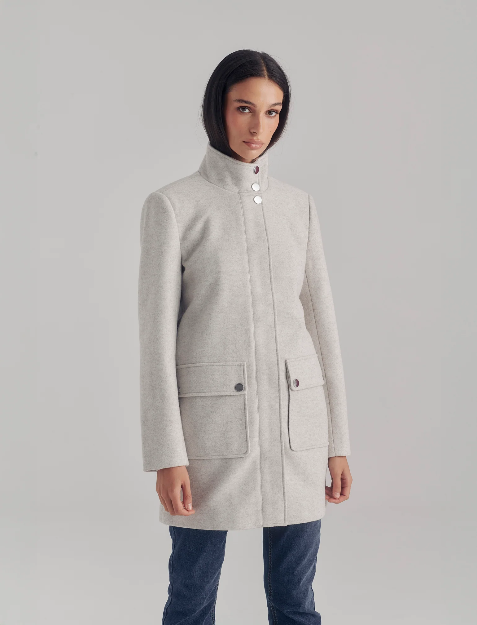 CAPPOTTO COLLO ALTO - Bianco gesso - Image 3