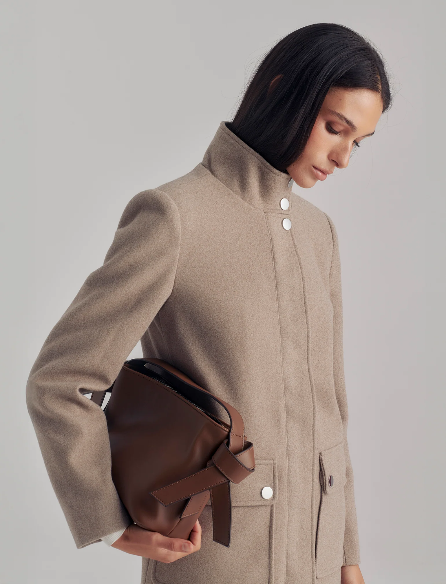 CAPPOTTO COLLO ALTO - Grigio tortora - Image 3