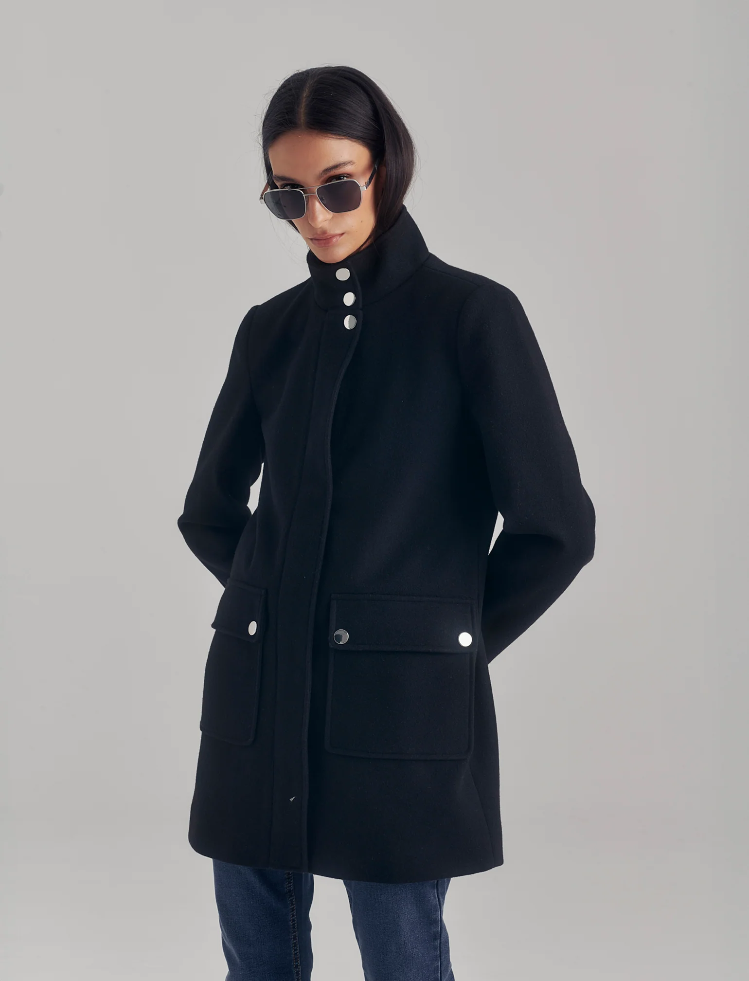 CAPPOTTO COLLO ALTO - Nero - Image 4