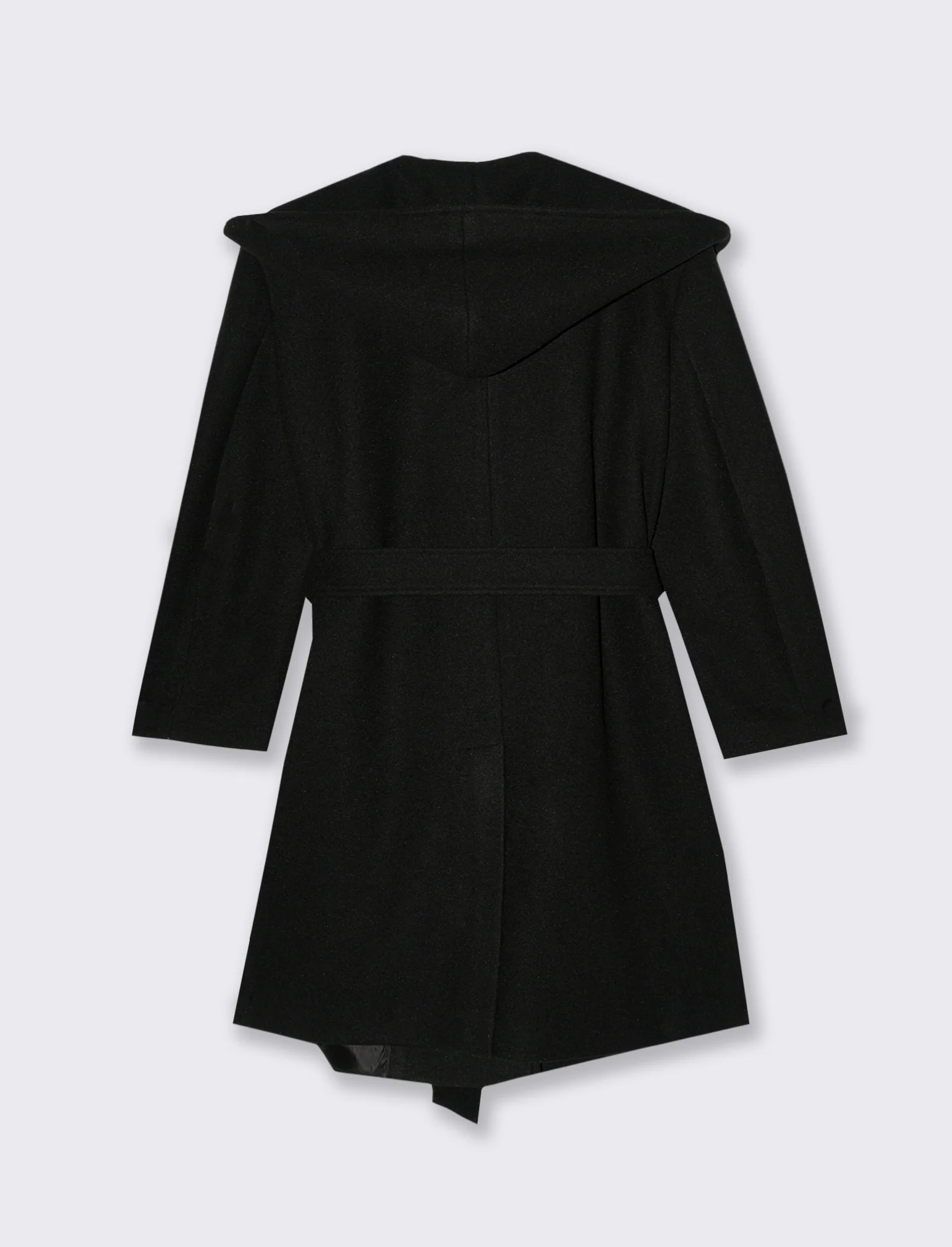 CAPPOTTO CON CAPPUCCIO E CINTA - Nero - Image 2