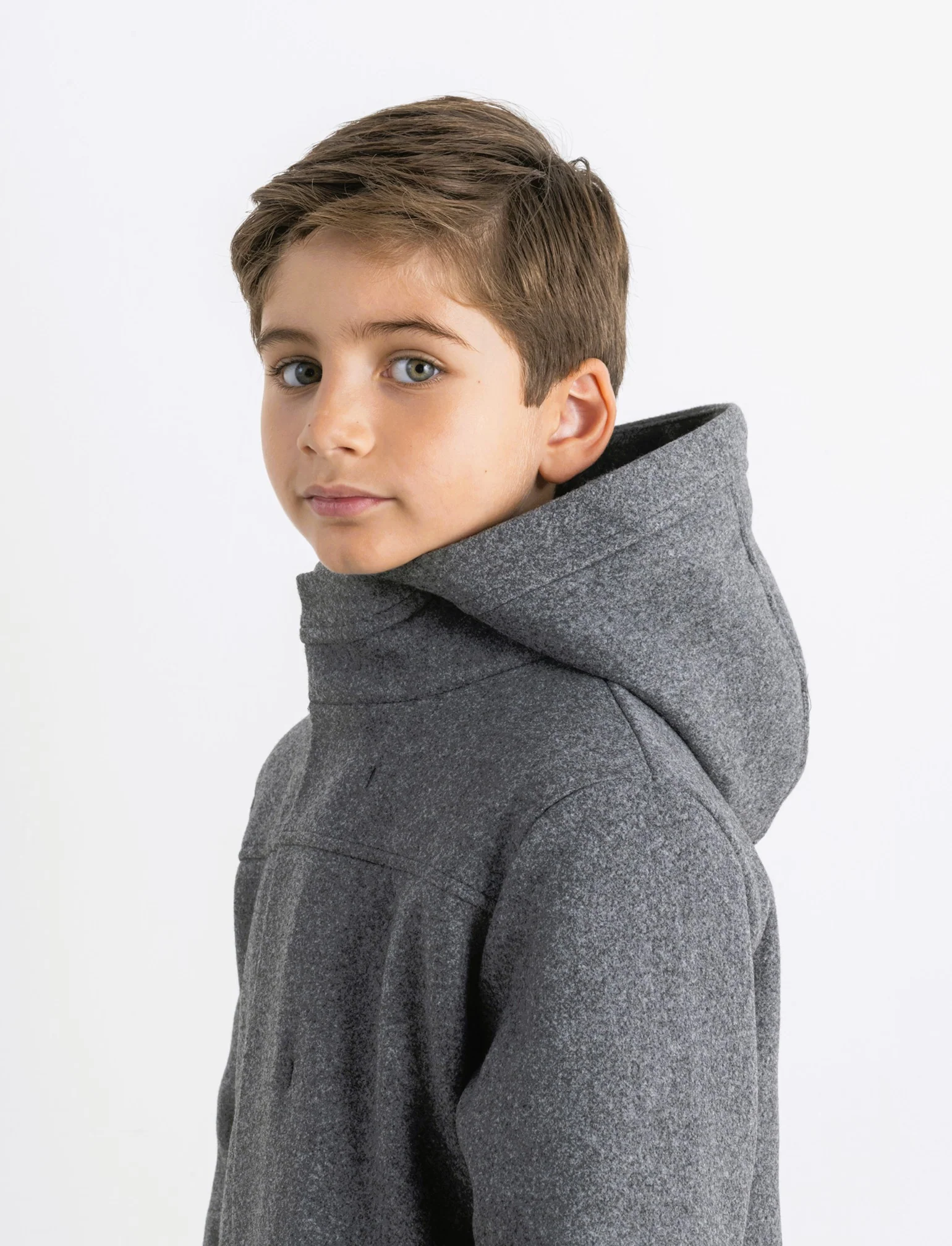 Cappotto con cappuccio. - Grigio