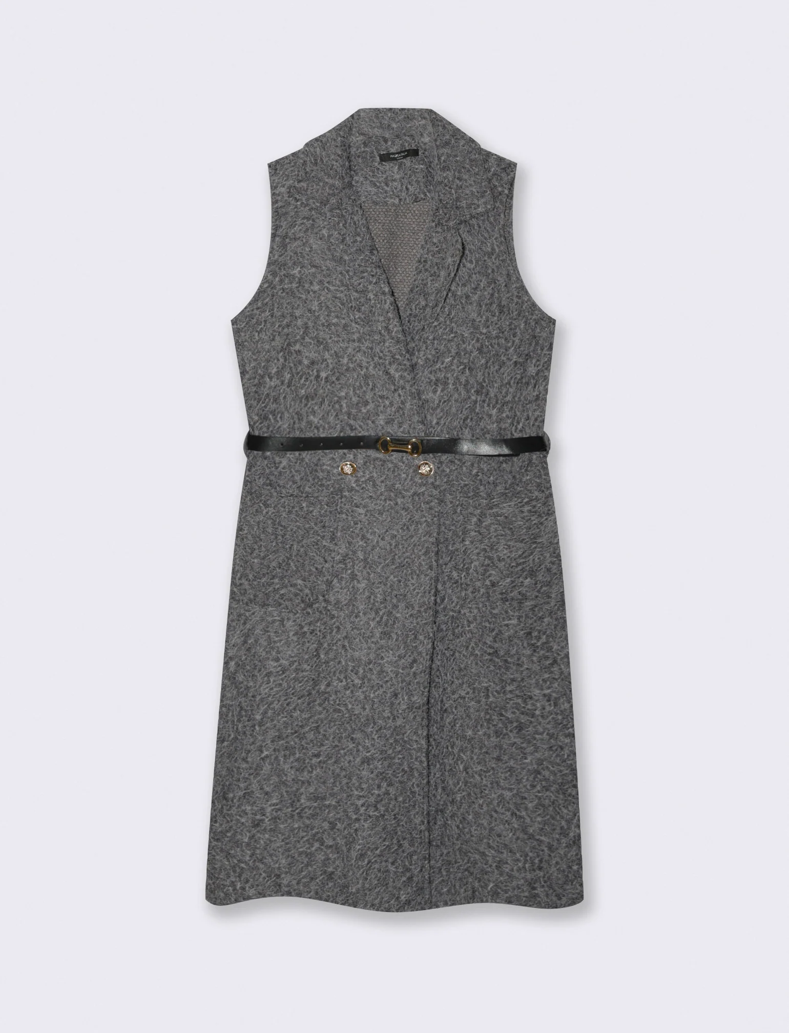 Cappotto con cintura smanicato - Grigio - Image 2