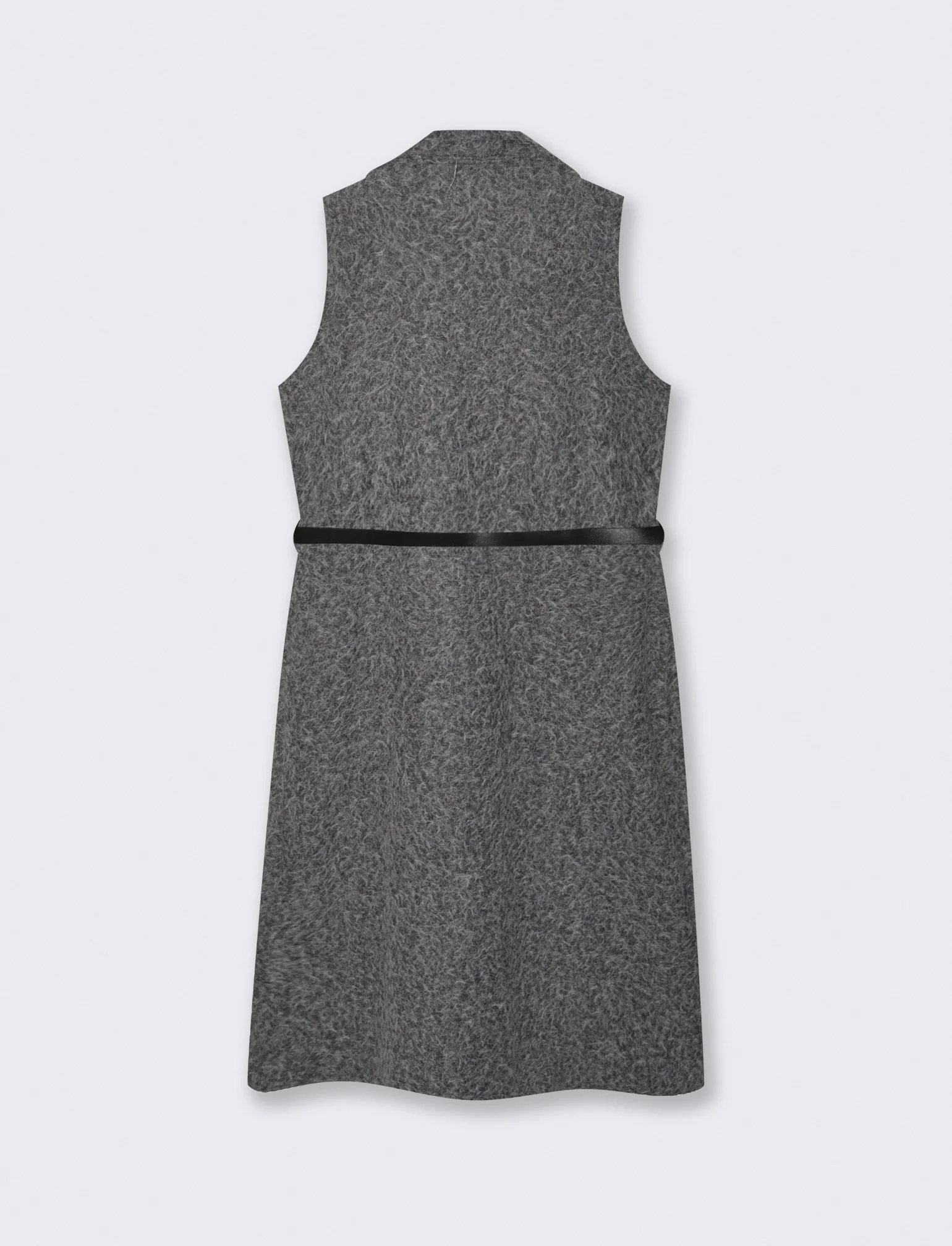 Cappotto con cintura smanicato - Grigio - Image 4