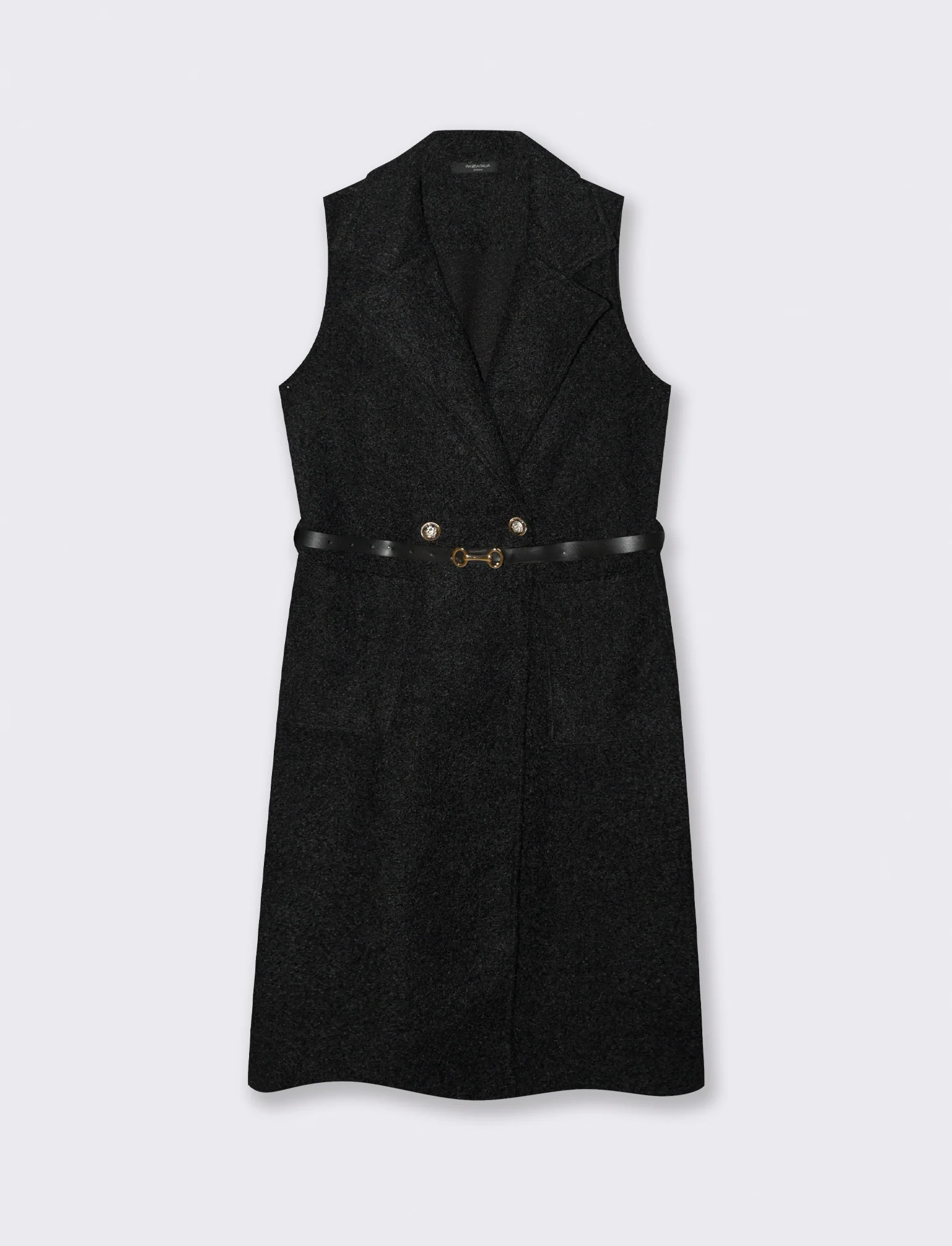 Cappotto con cintura smanicato - Nero - Image 2