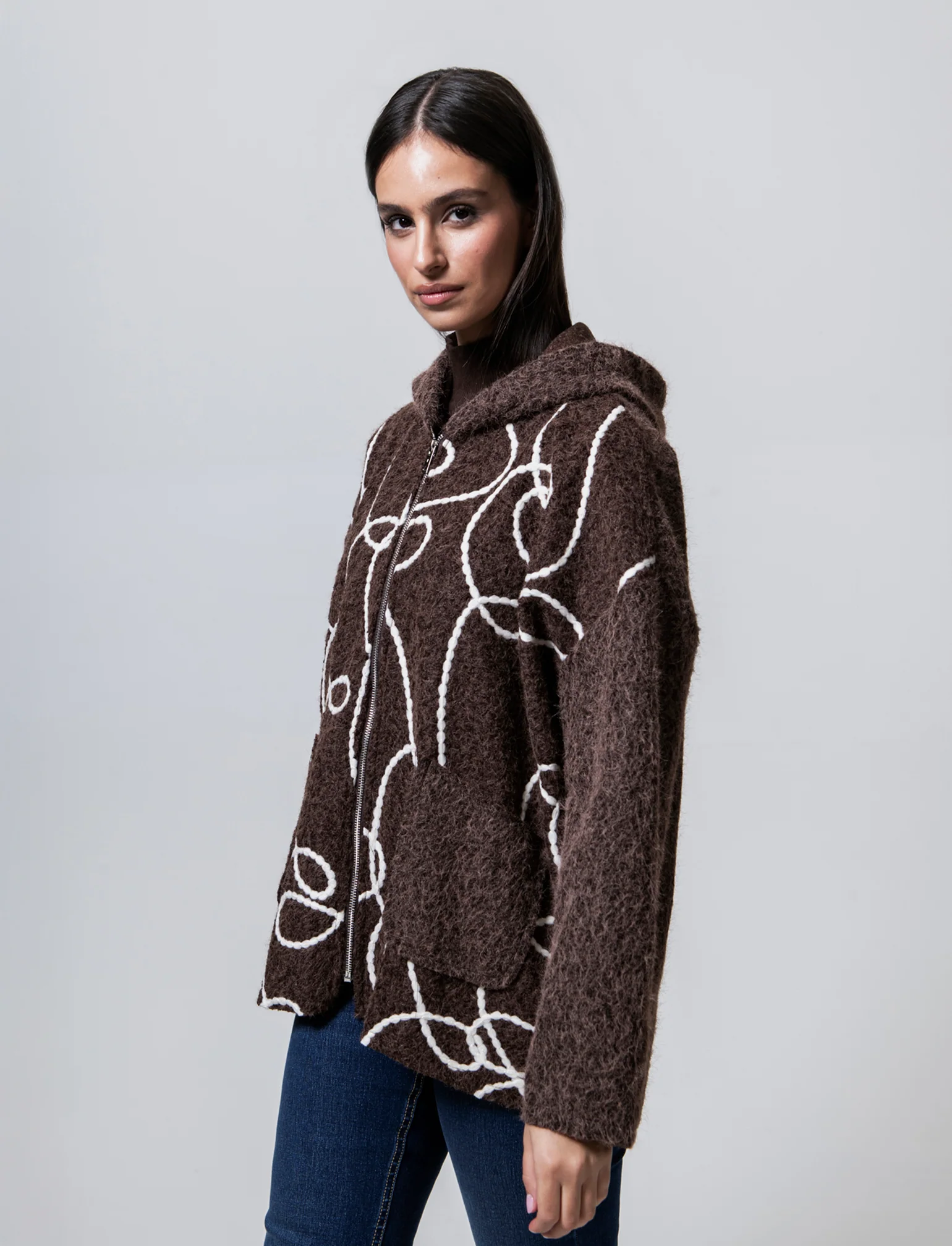Cappotto con zip over size - Moro - Image 3
