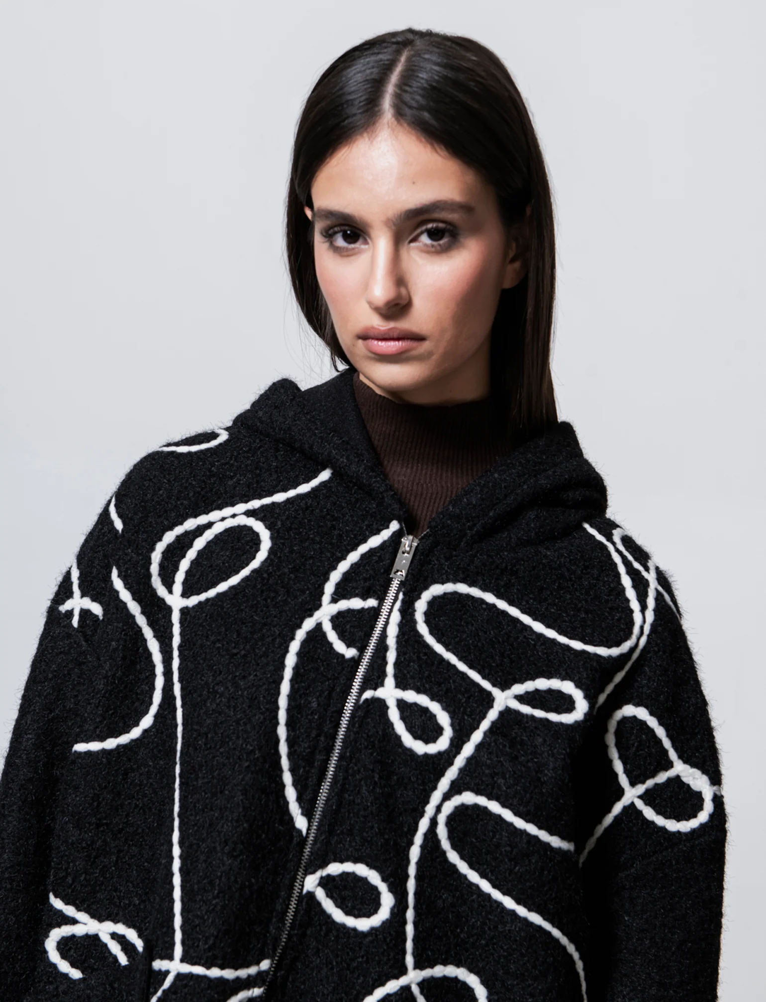 Cappotto con zip over size - Nero - Image 3