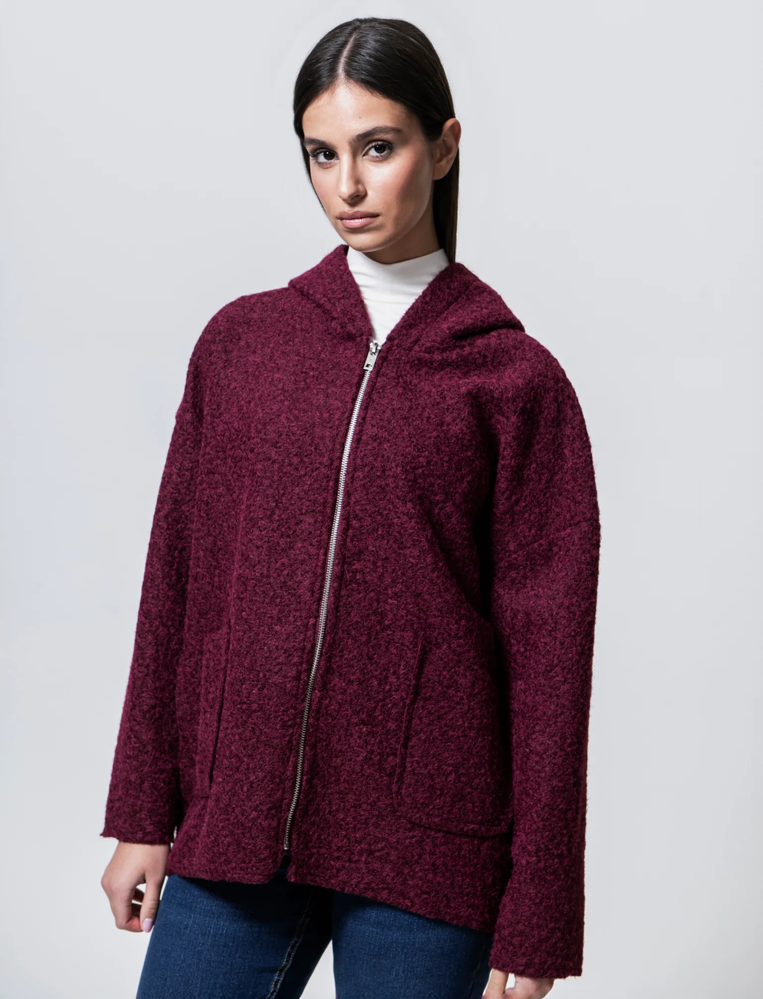 Cappotto con zip oversize - Bordeaux - Image 3