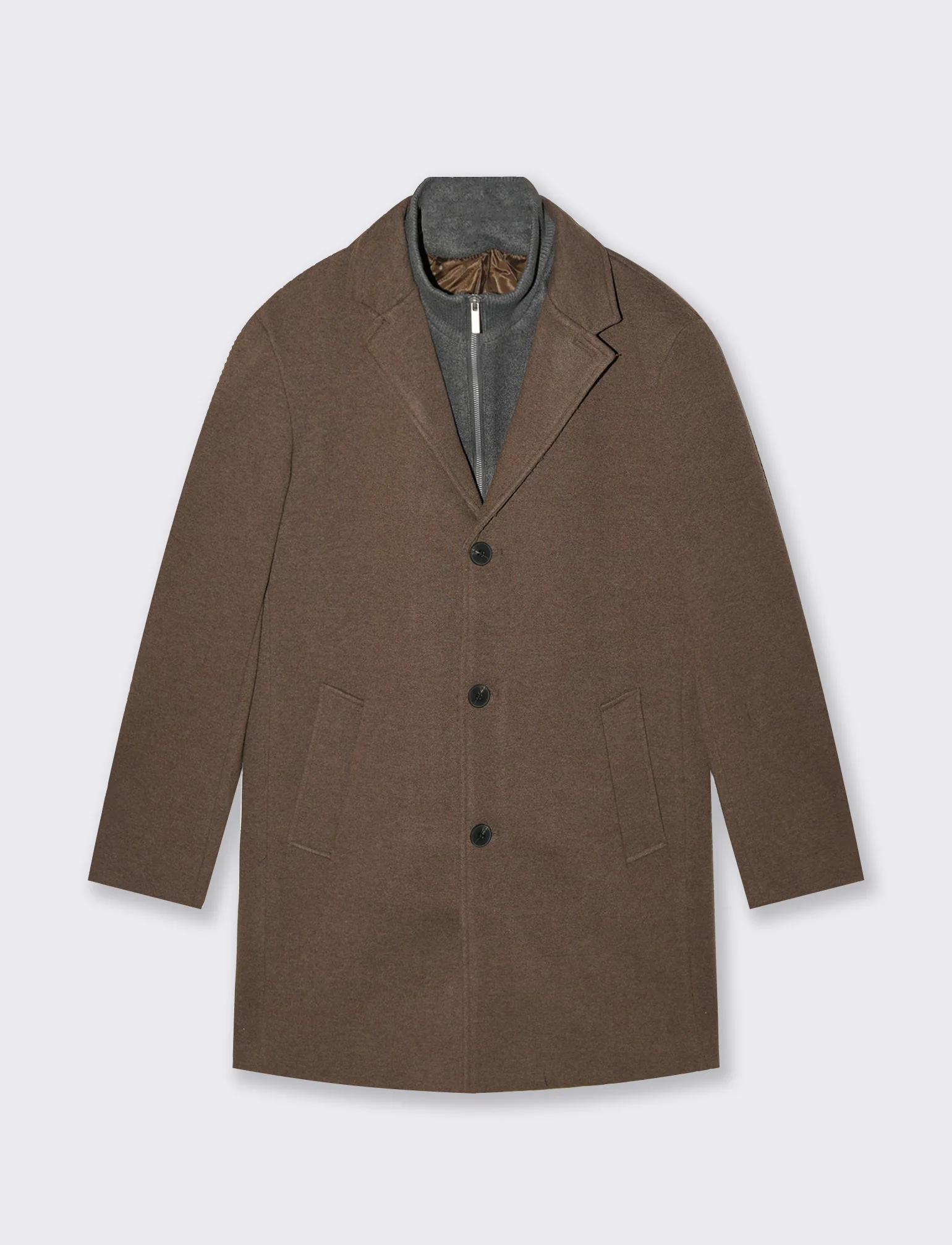 CAPPOTTO FINTO DOPPIO CAPO - Grigio fango - Image 2