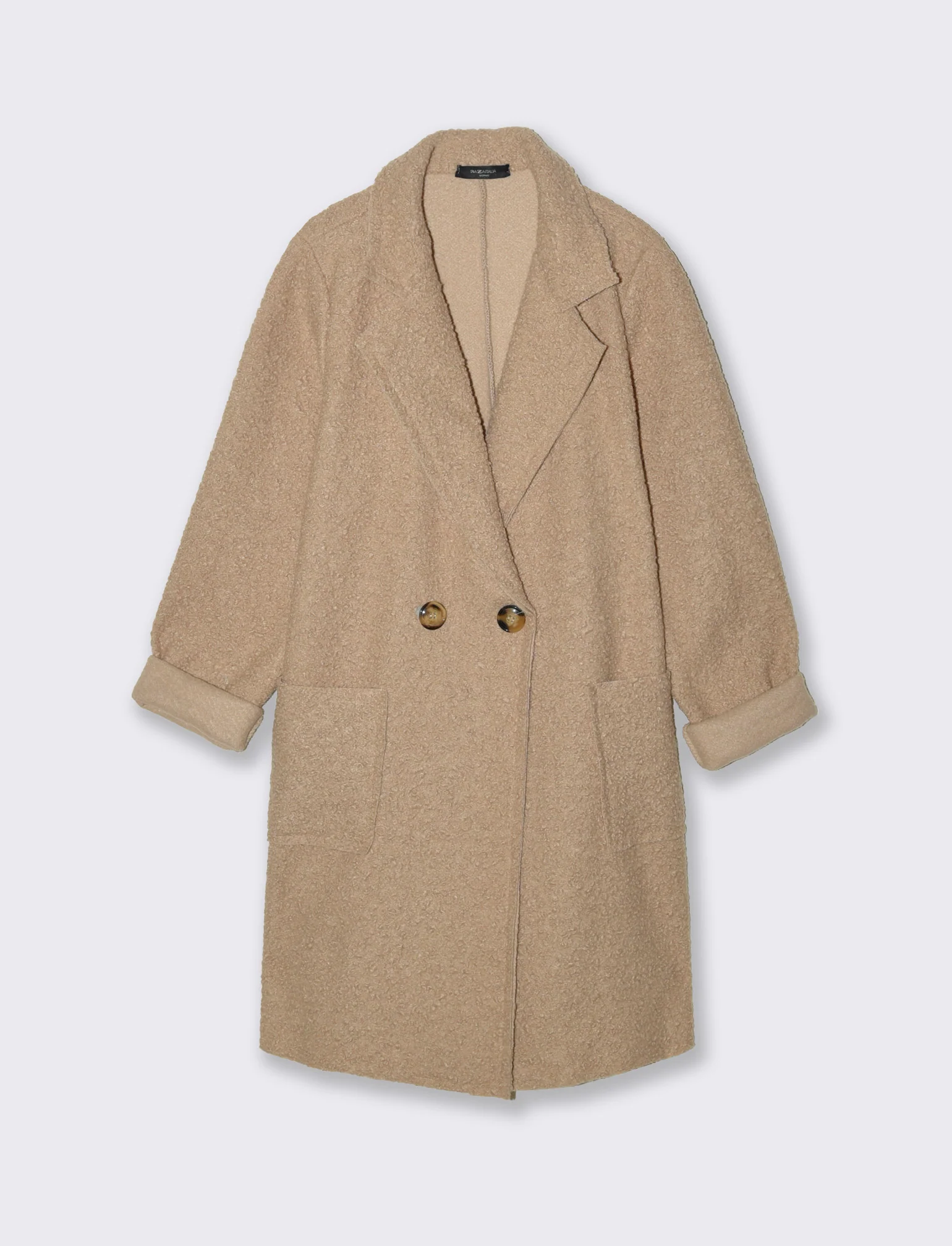 CAPPOTTO IN TESSUTO ARRICCIATO - Beige - Image 2