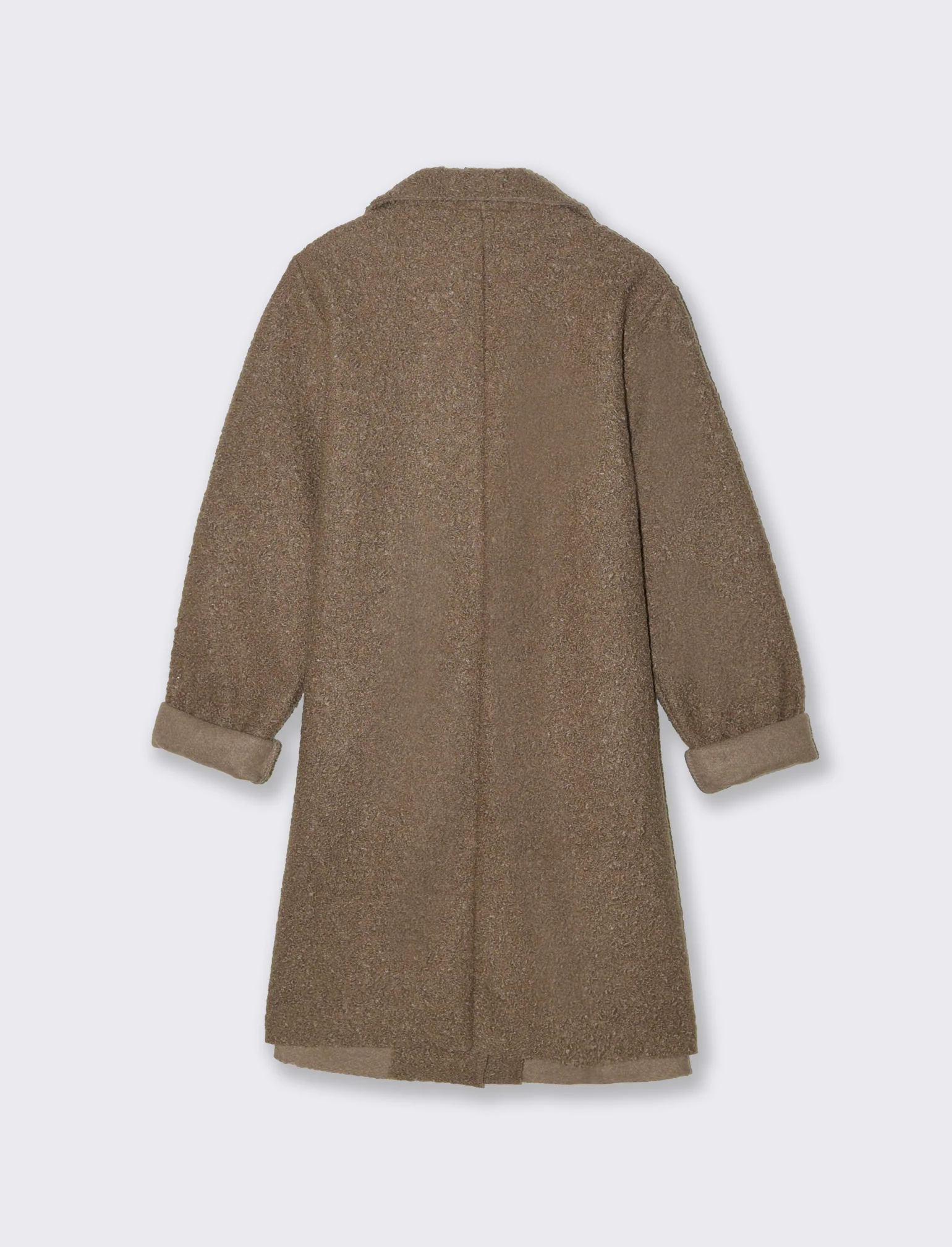 CAPPOTTO IN TESSUTO ARRICCIATO - Grigio fango - Image 2