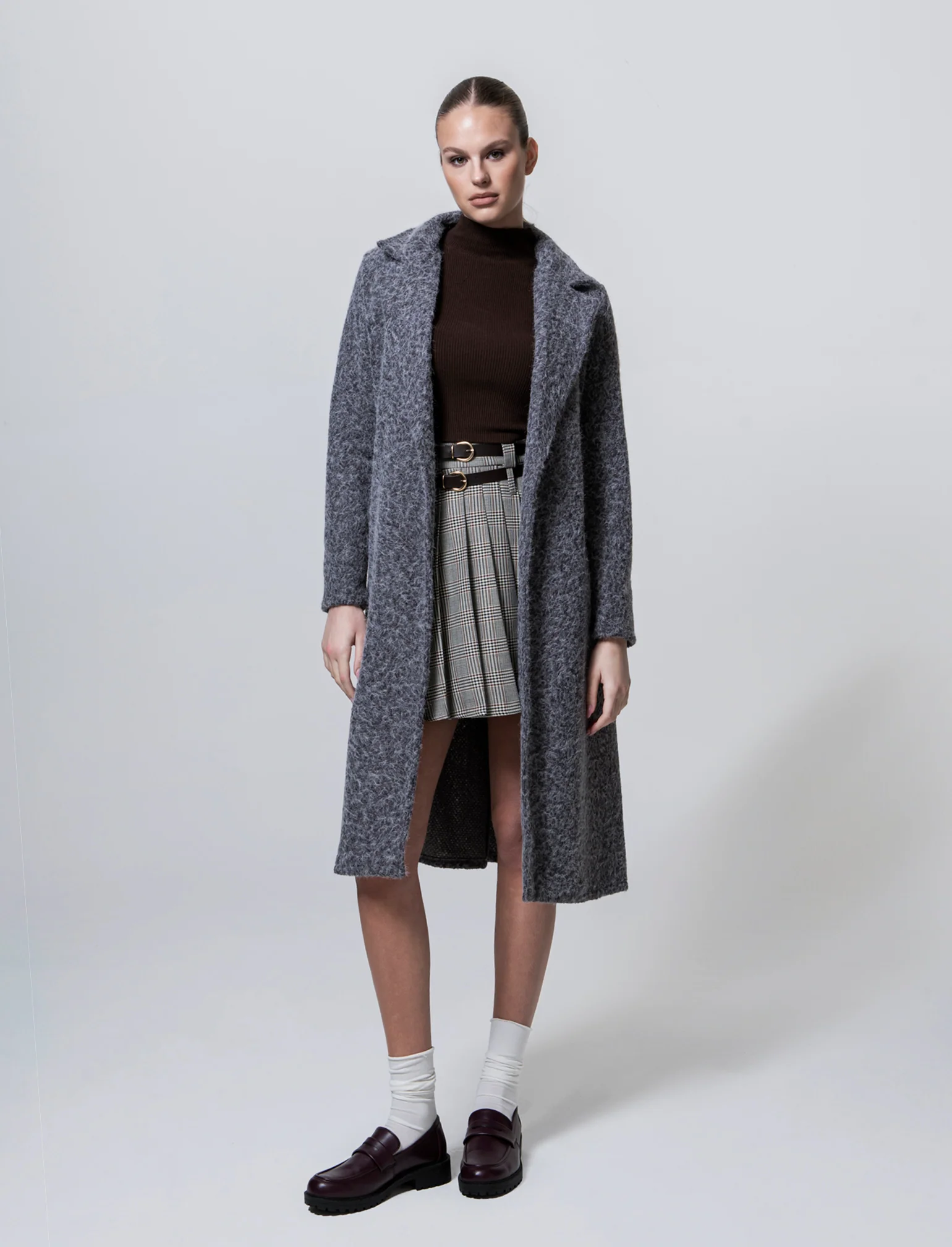 Cappotto in tessuto effetto pelliccia - Grigio - Image 3