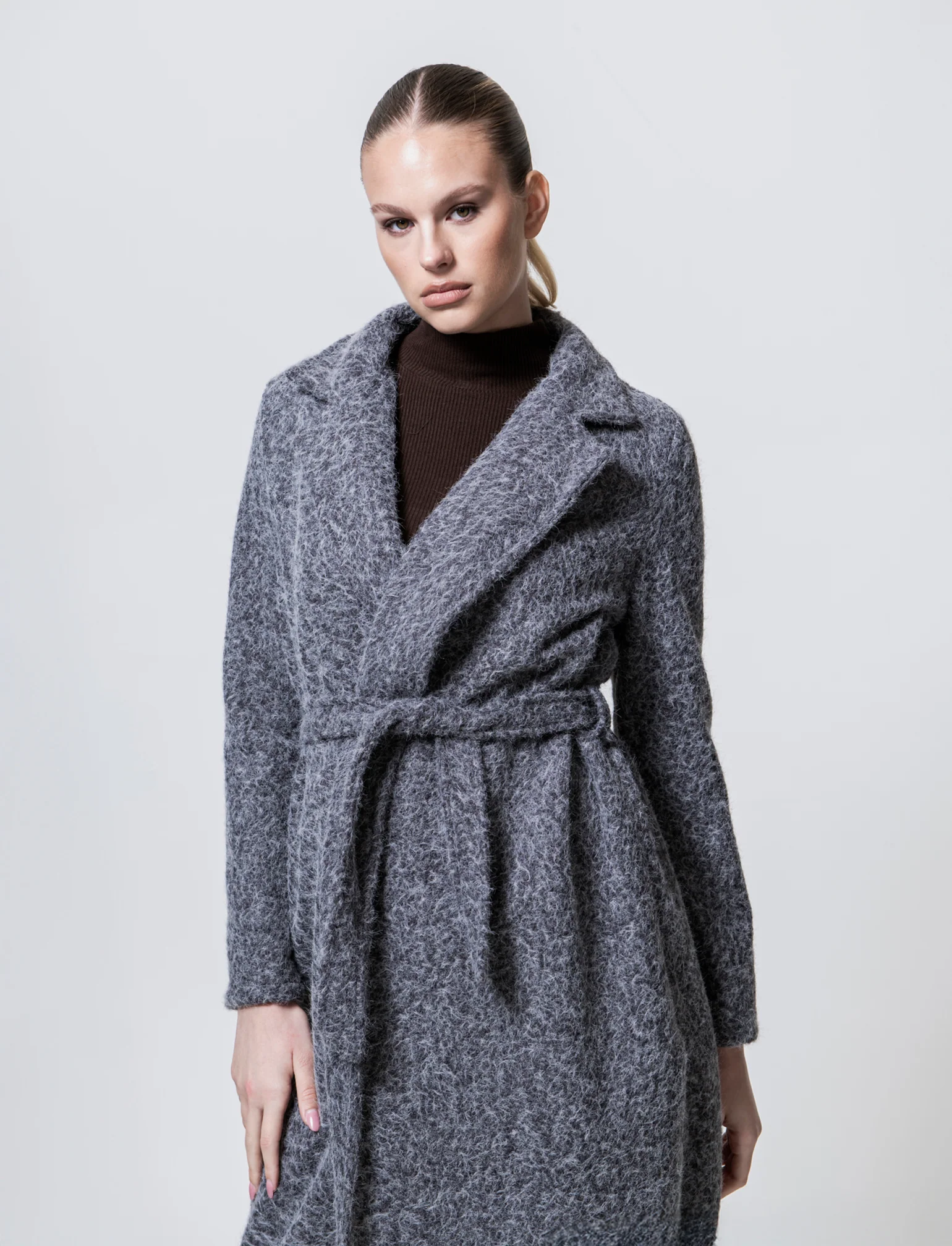 Cappotto in tessuto effetto pelliccia - Grigio - Image 4
