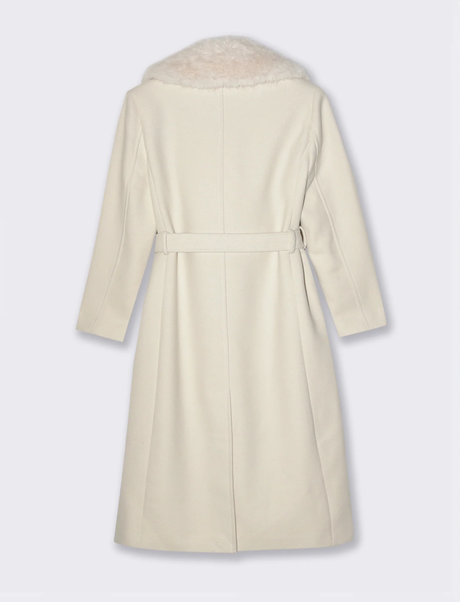 CAPPOTTO LUNGO CON COLLO IN FINTA PELLICCIA - Bianco gesso - Image 2