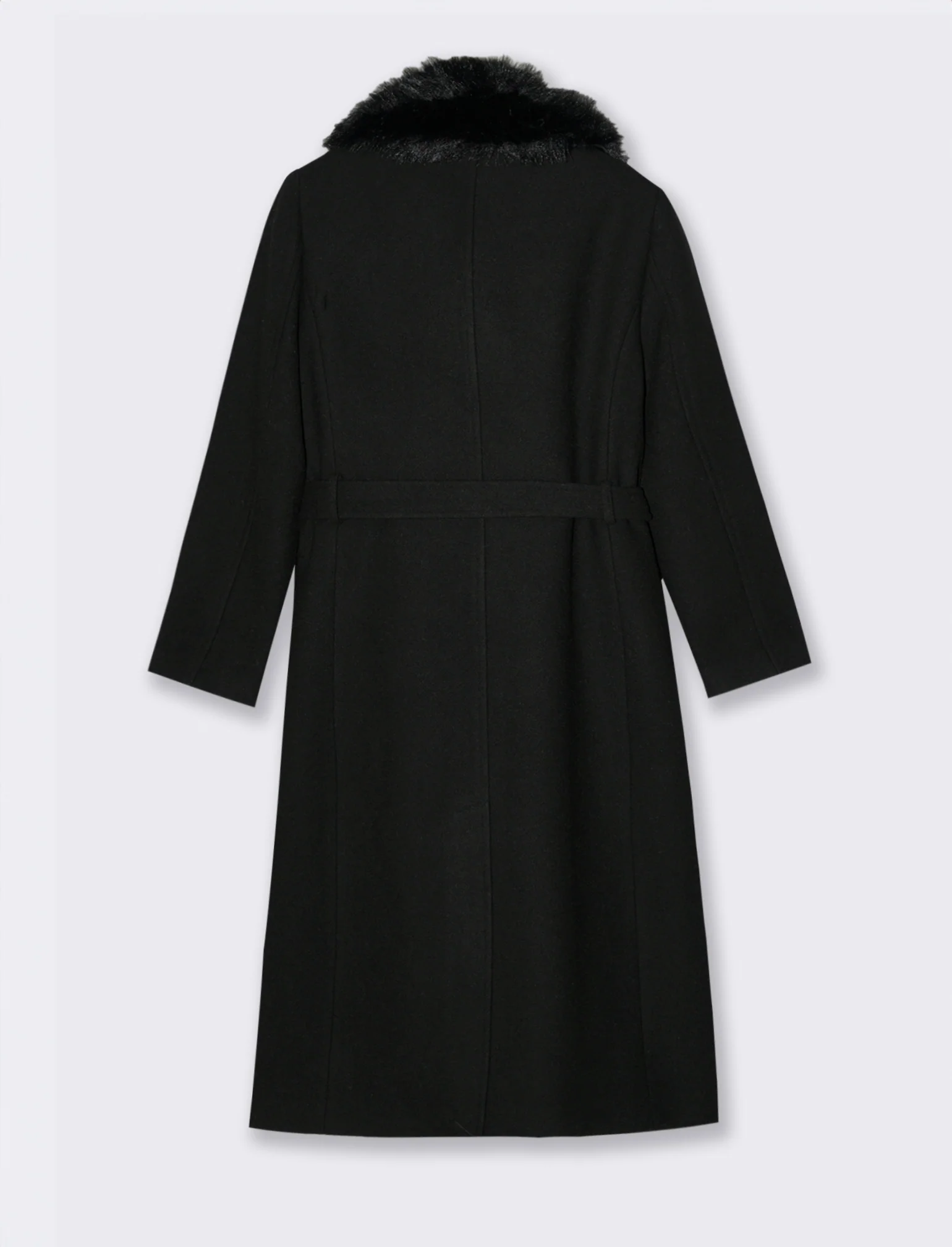 CAPPOTTO LUNGO CON COLLO IN FINTA PELLICCIA - Nero - Image 5