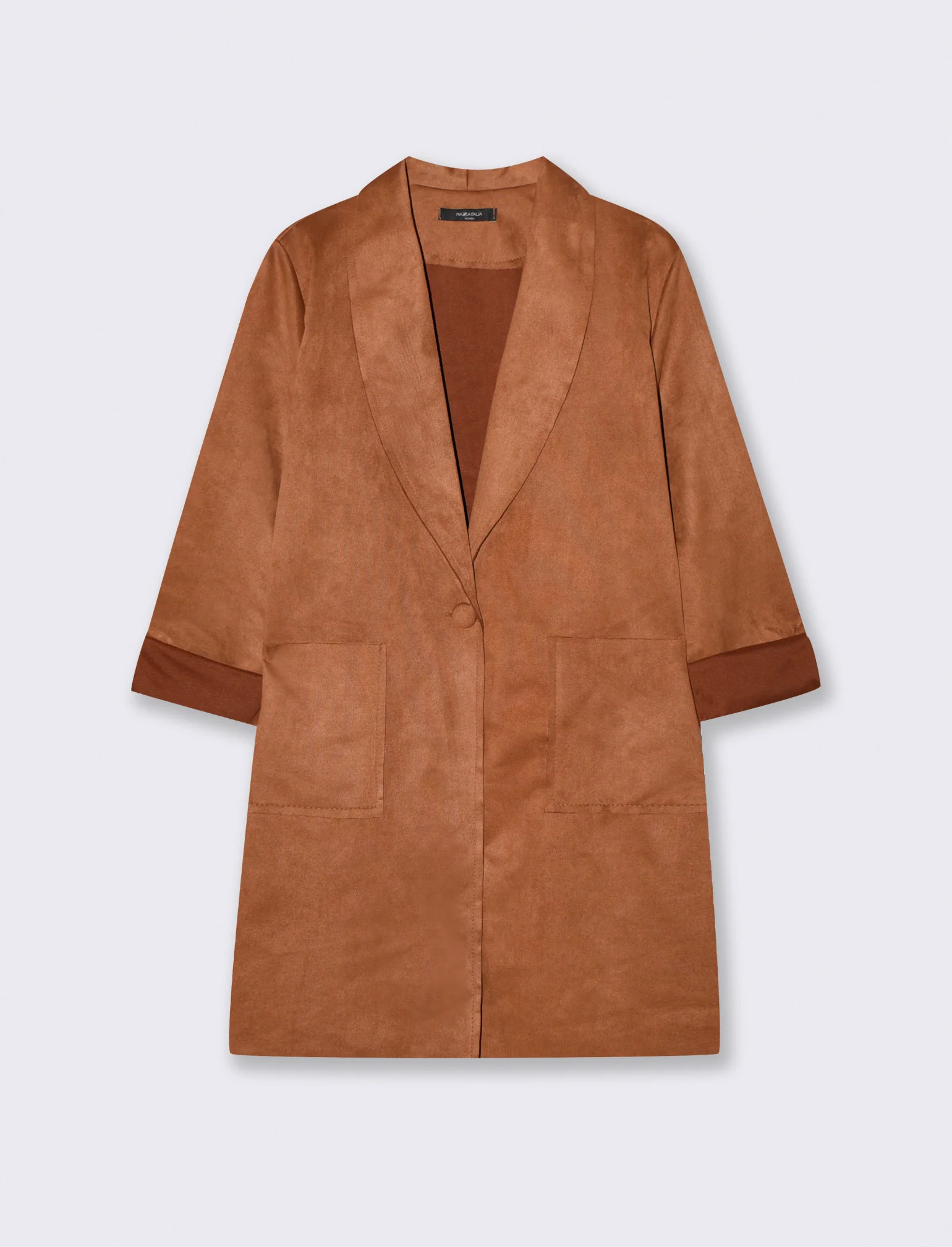 Cappotto monopetto in suede - Cammello