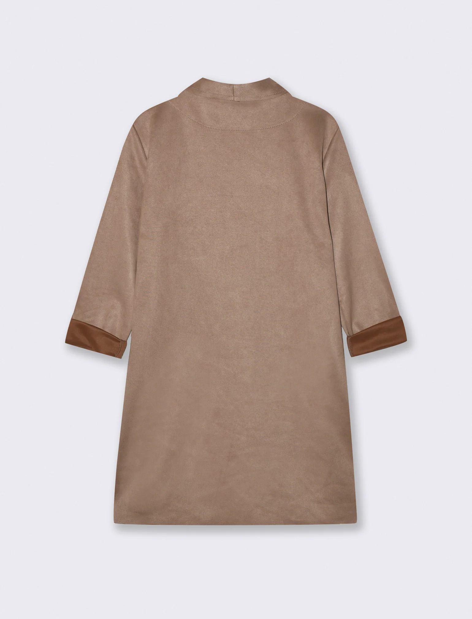 Cappotto monopetto in suede - Grigio fango - Image 2