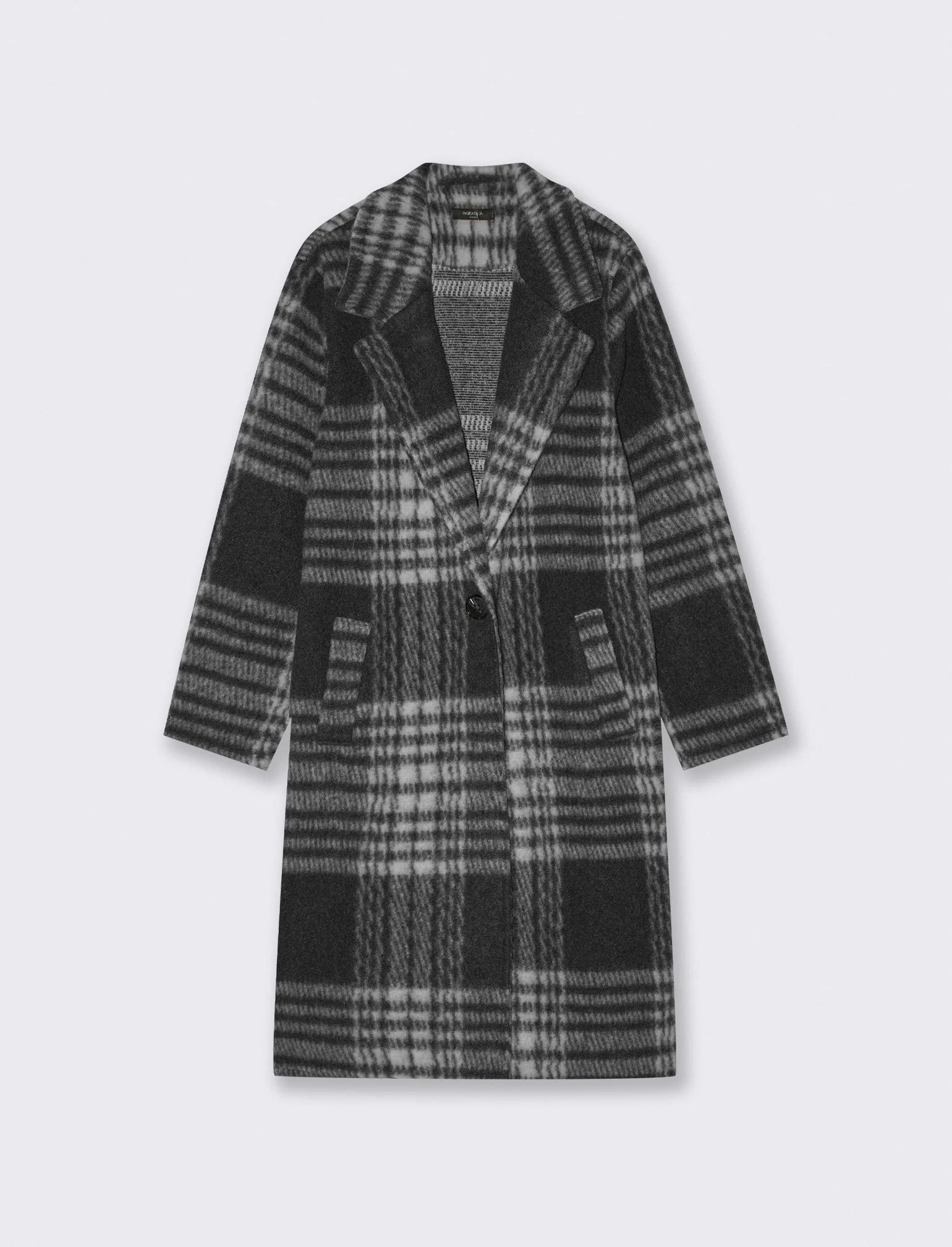 Cappotto over in tessuto a quadro - Nero - Image 4