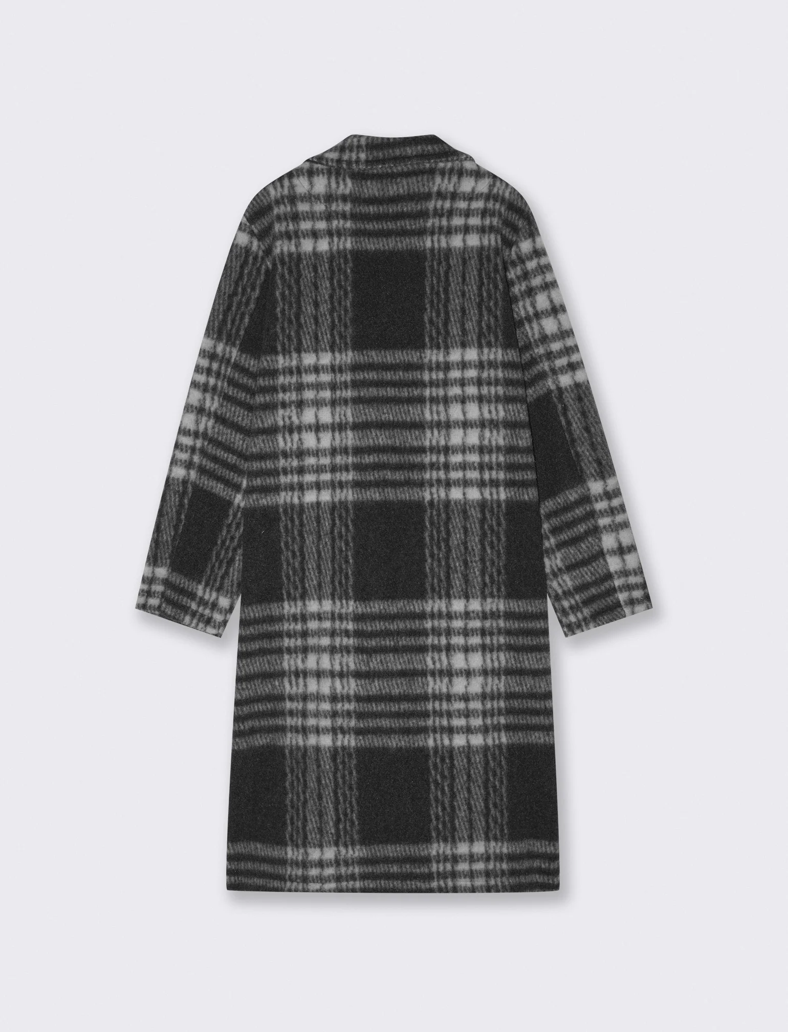 Cappotto over in tessuto a quadro - Nero - Image 5