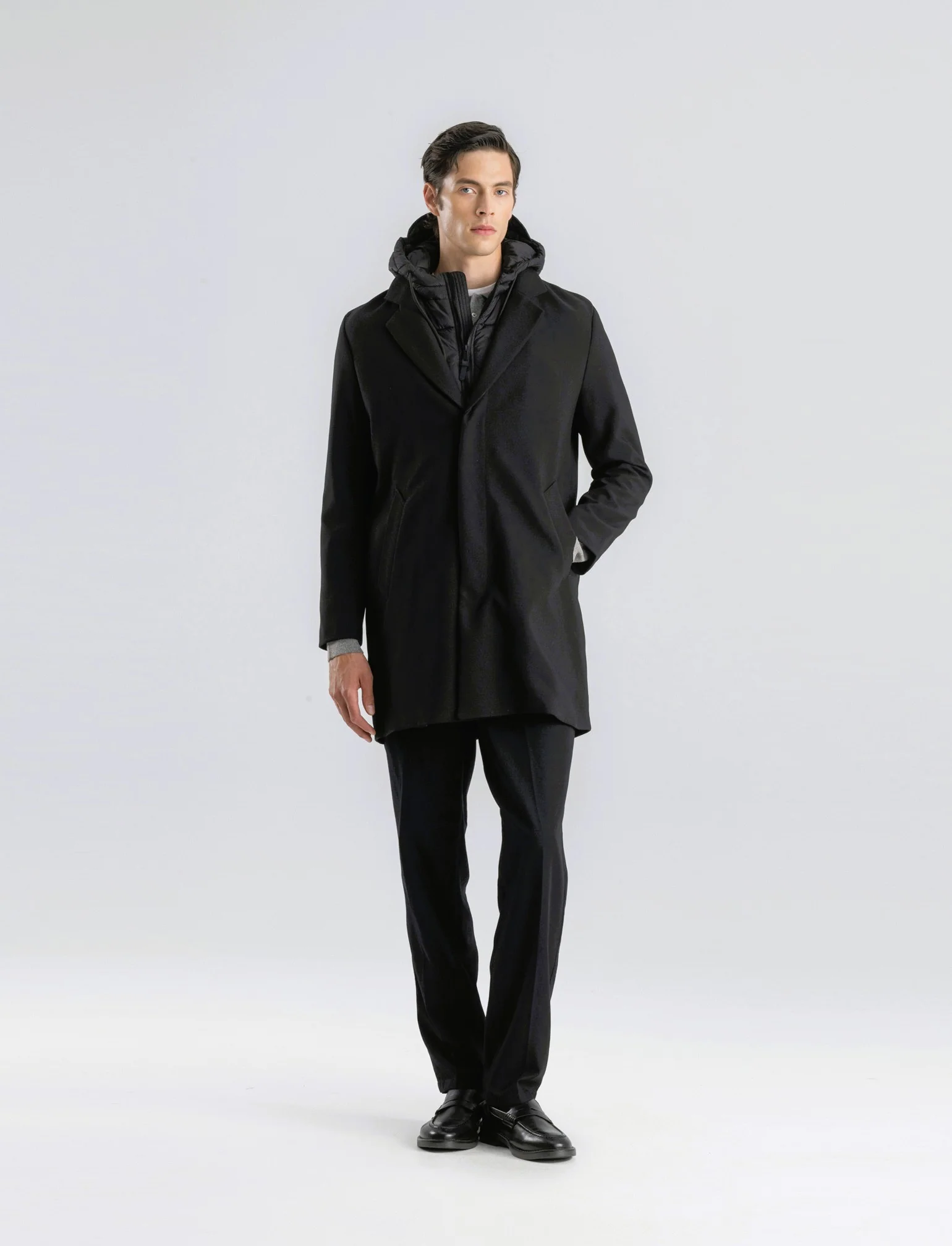 CAPPOTTO TECNICO FINTO DOPPIO CAPO - Nero - Image 3