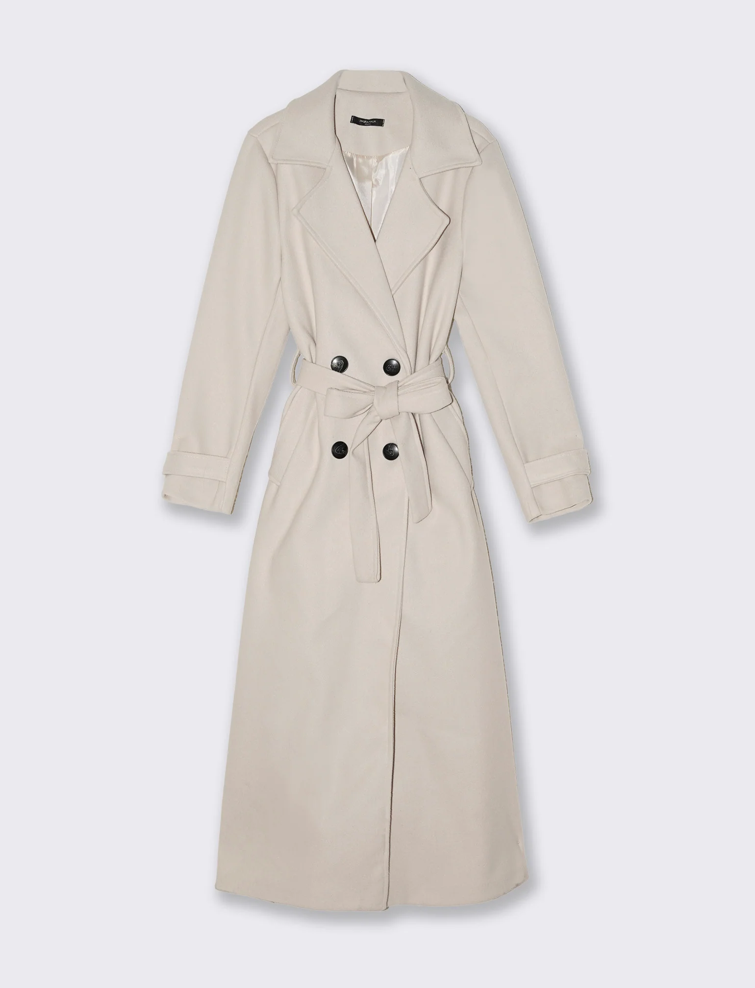 Cappotto trench doppiopetto con cintura - Beige