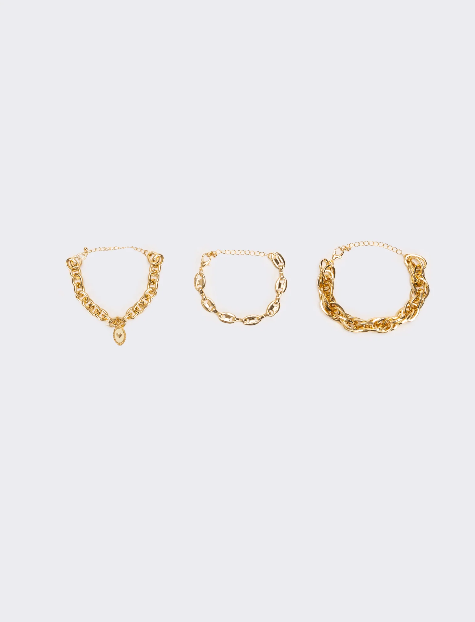 Card 3 bracciali varie catene - Oro