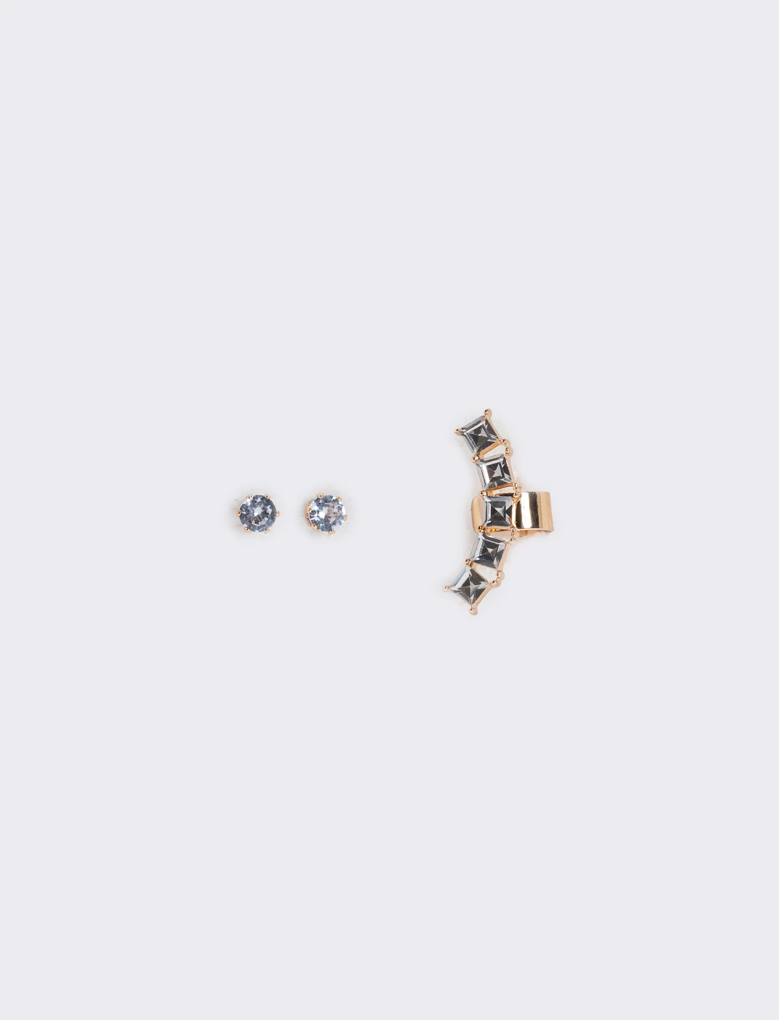 Card 3 earcuff con strass eleganti - Oro