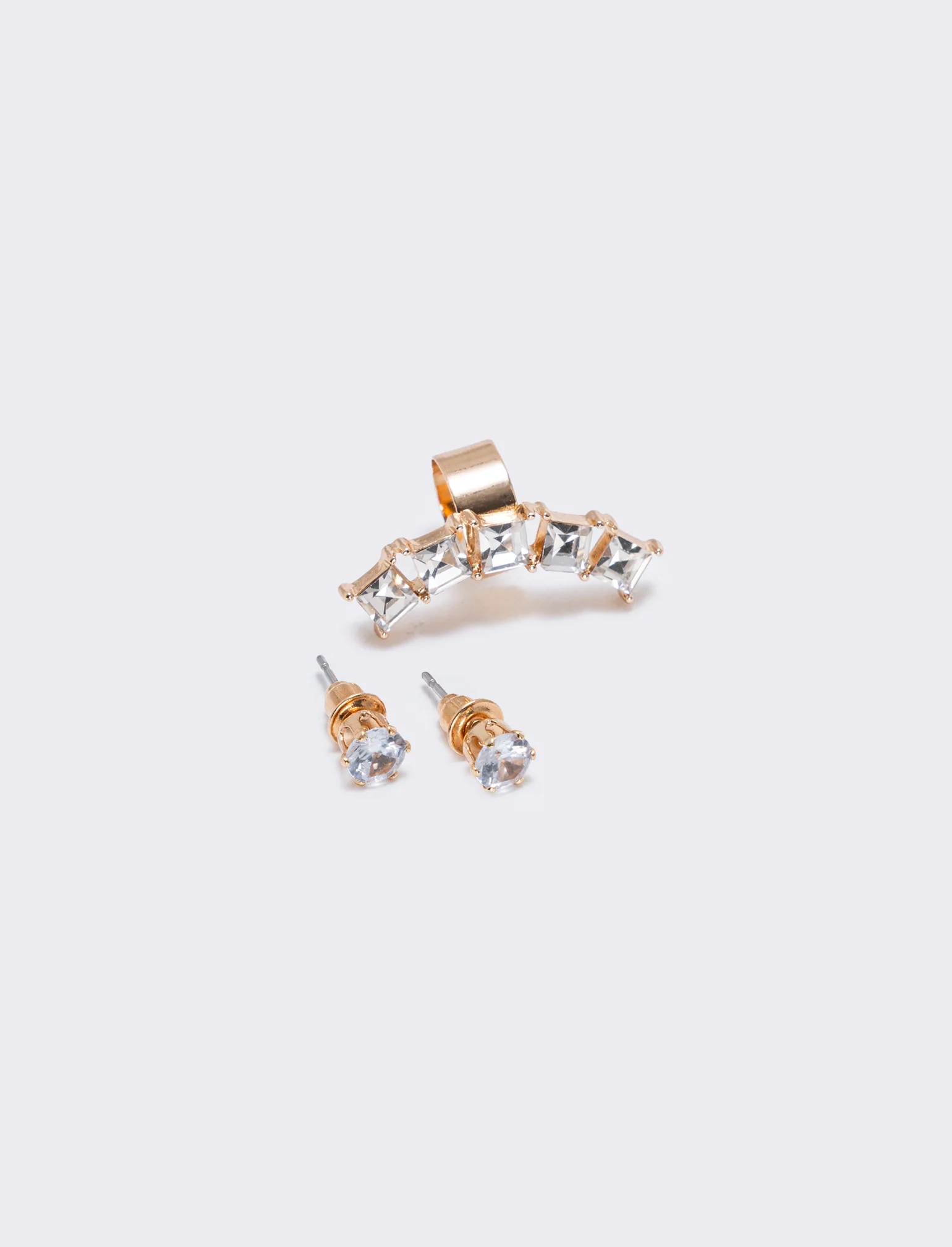 Card 3 earcuff con strass eleganti - Oro - Image 2