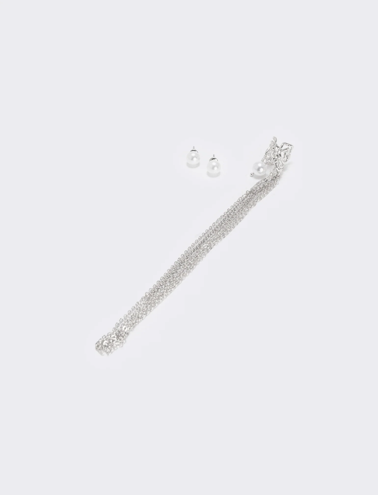 Card 3 EarCuff: Perle e Filo Eleganti - Argento - Image 2