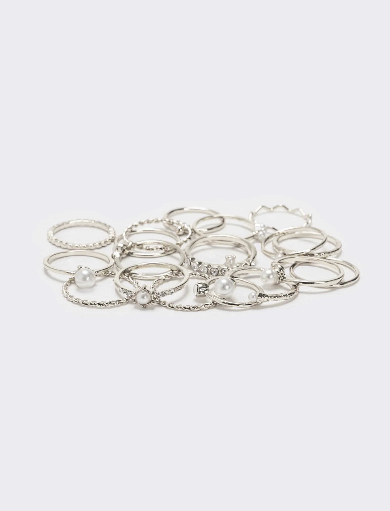 Card anelli donna 19 pezzi con perline - Argento - Image 2