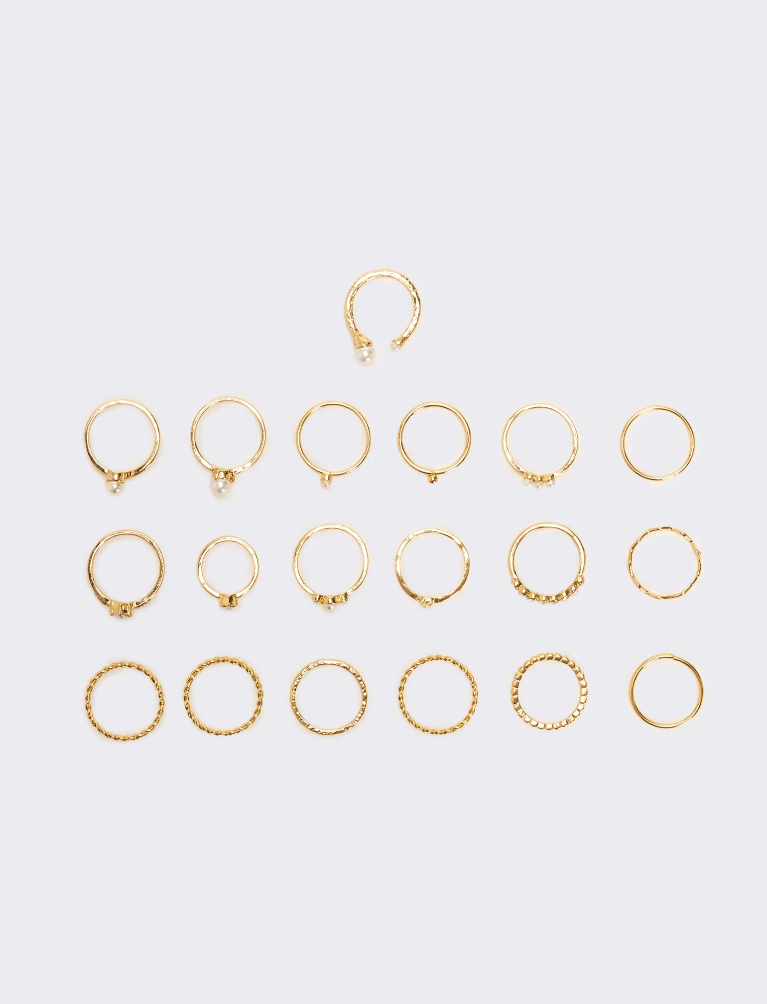 Card anelli donna 19 pezzi con perline - Oro