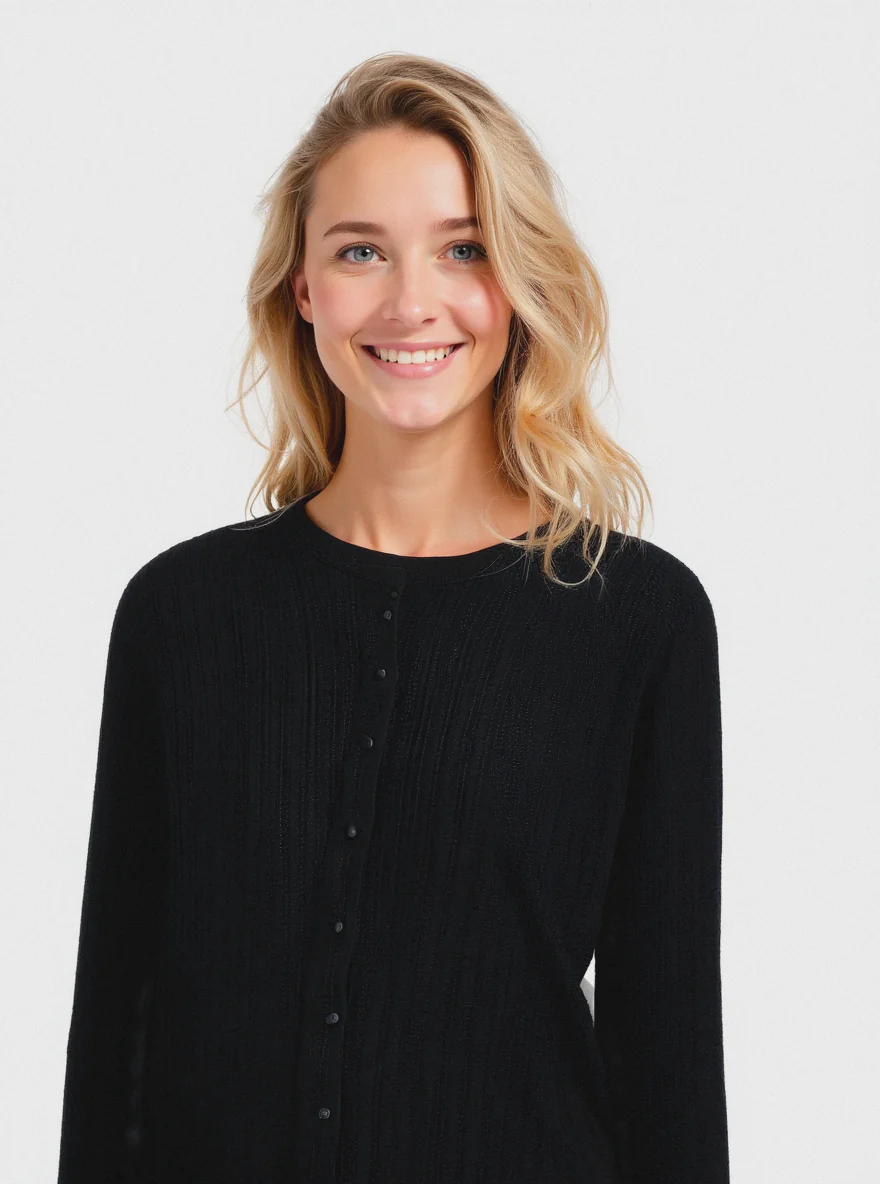CARDIGAN A TRECCE - Nero
