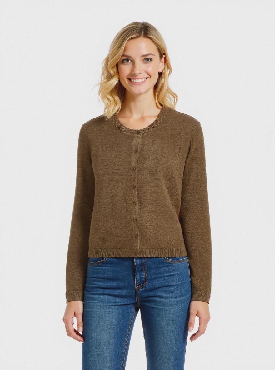 CARDIGAN BASICO - Cammello