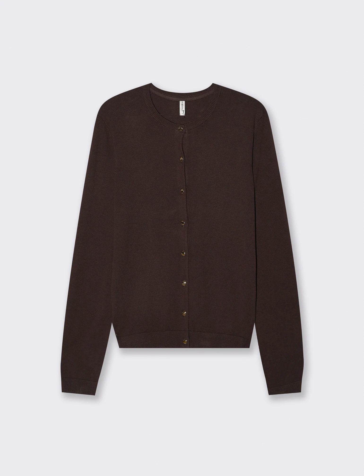 Cardigan Basico con Bottoni e Maniche Lunghe - Moro